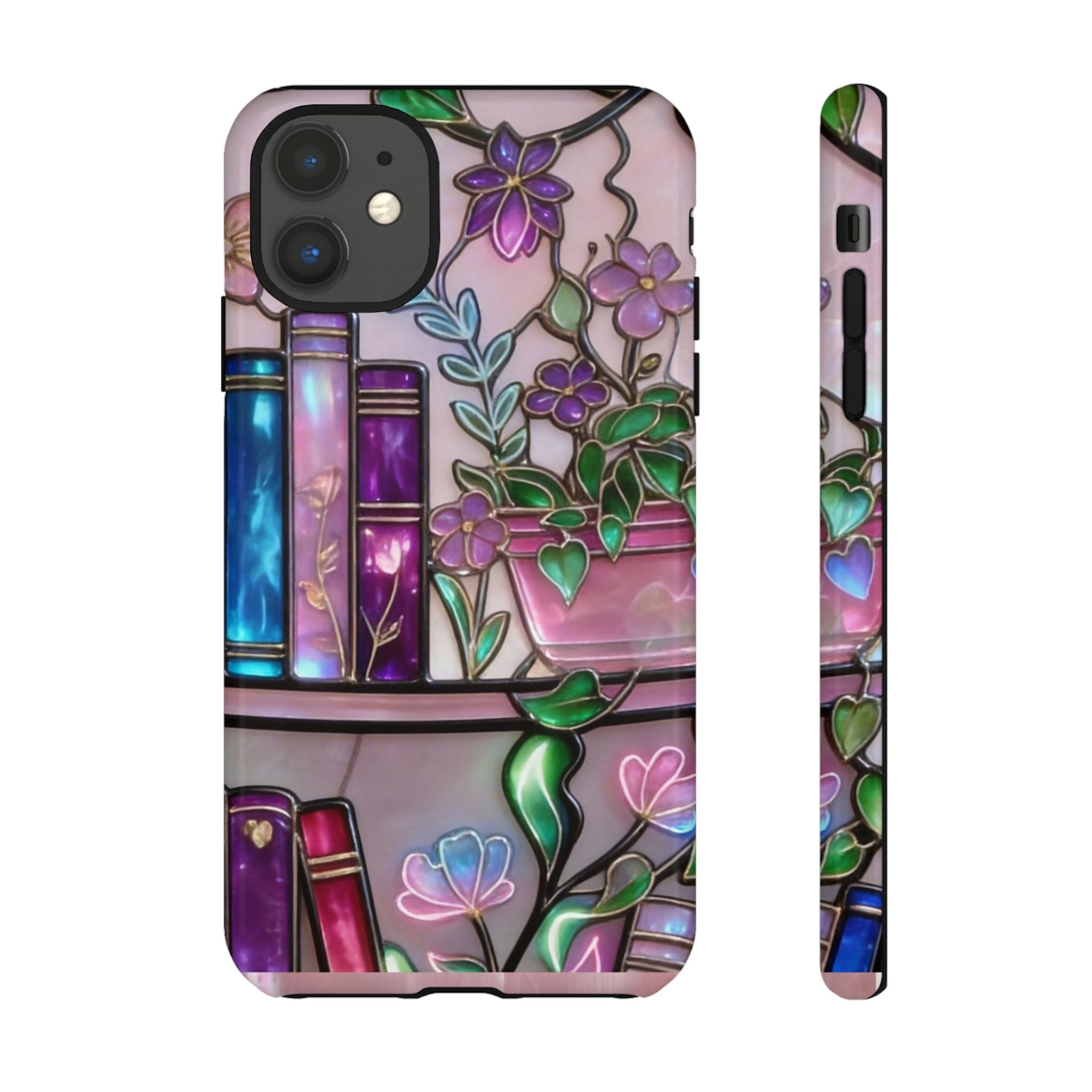 Floral Bookshelf Phone Case — Pastel Botanicals & Magical Book Art Printify