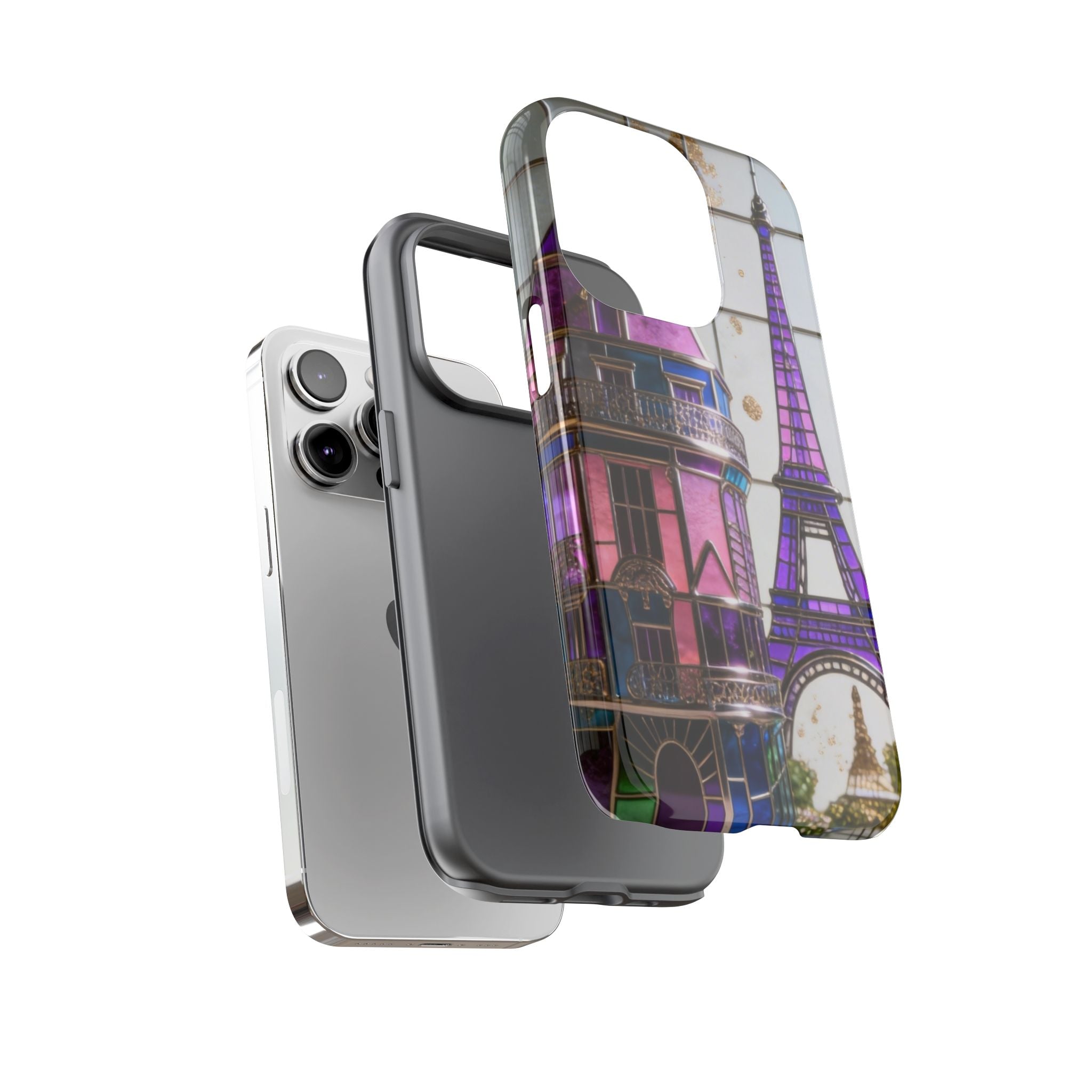 Parisian Eiffel Tower Tough Phone Case — Purple Vintage Cityscape Printify