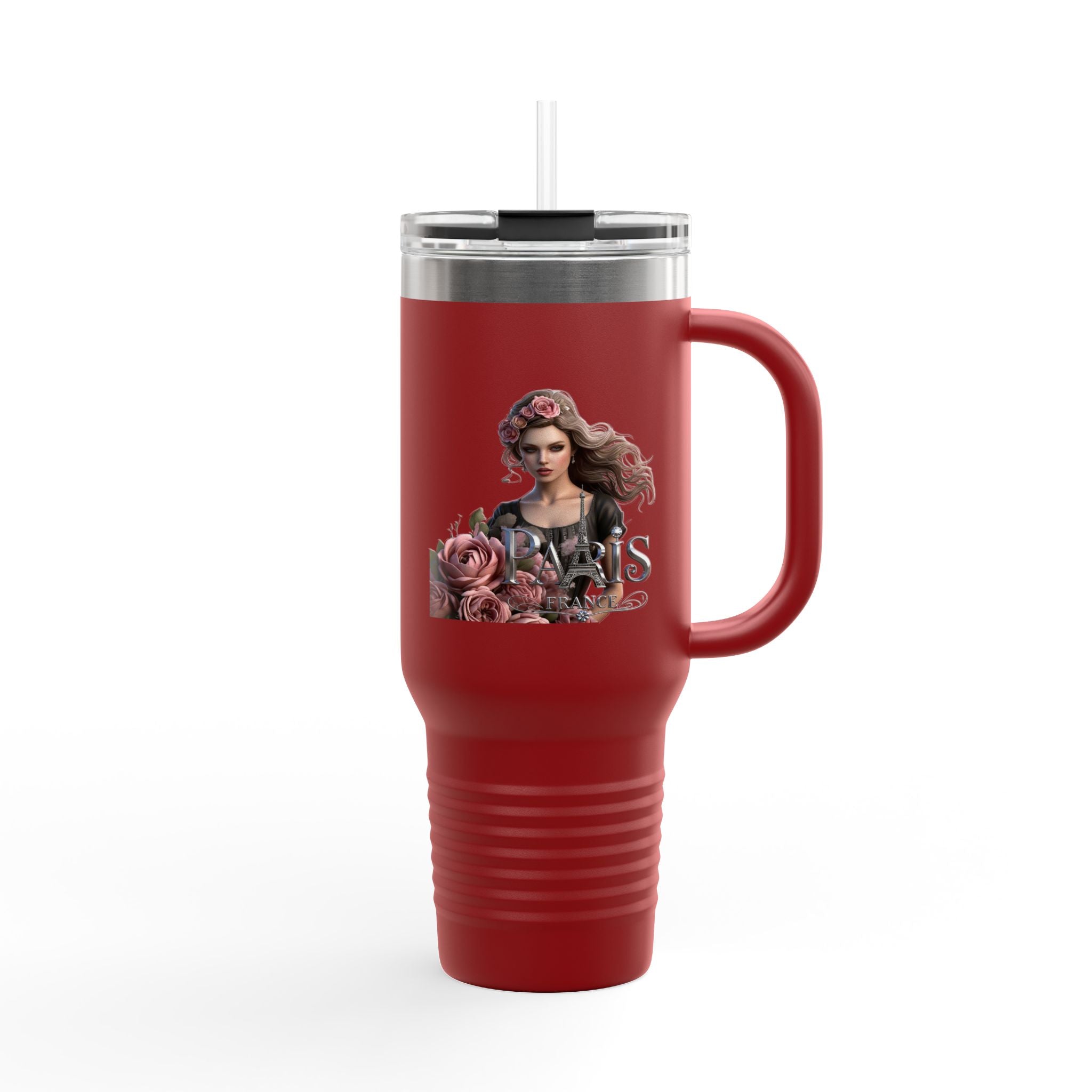40oz Insulated Travel Mug — Floral Queen Design Printify