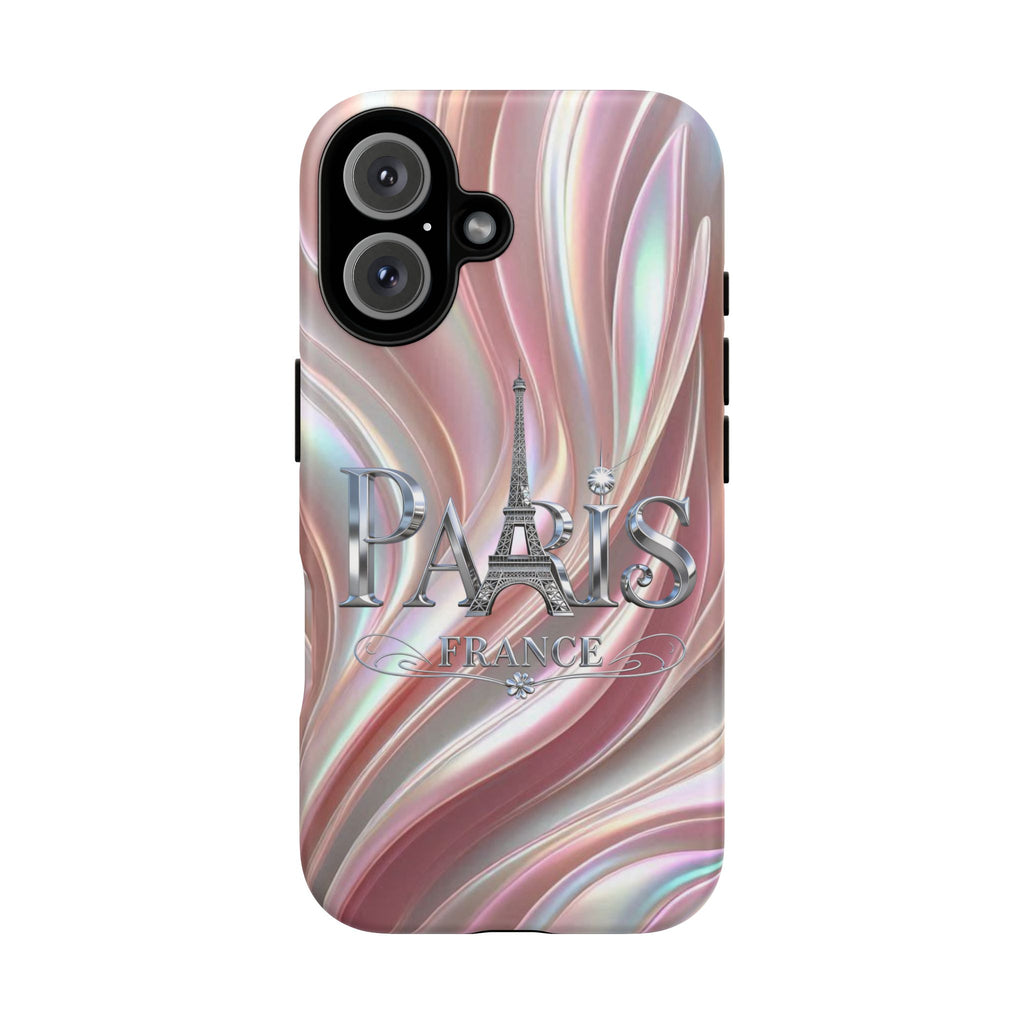 Paris Eiffel Phone Case — Iridescent Swirl Tough Case Printify