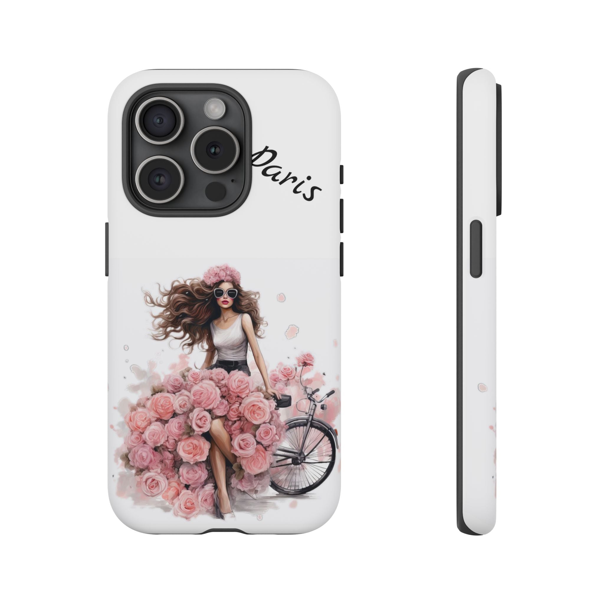 Paris Rose Bicycle woman phone case | Floral iPhone case Printify