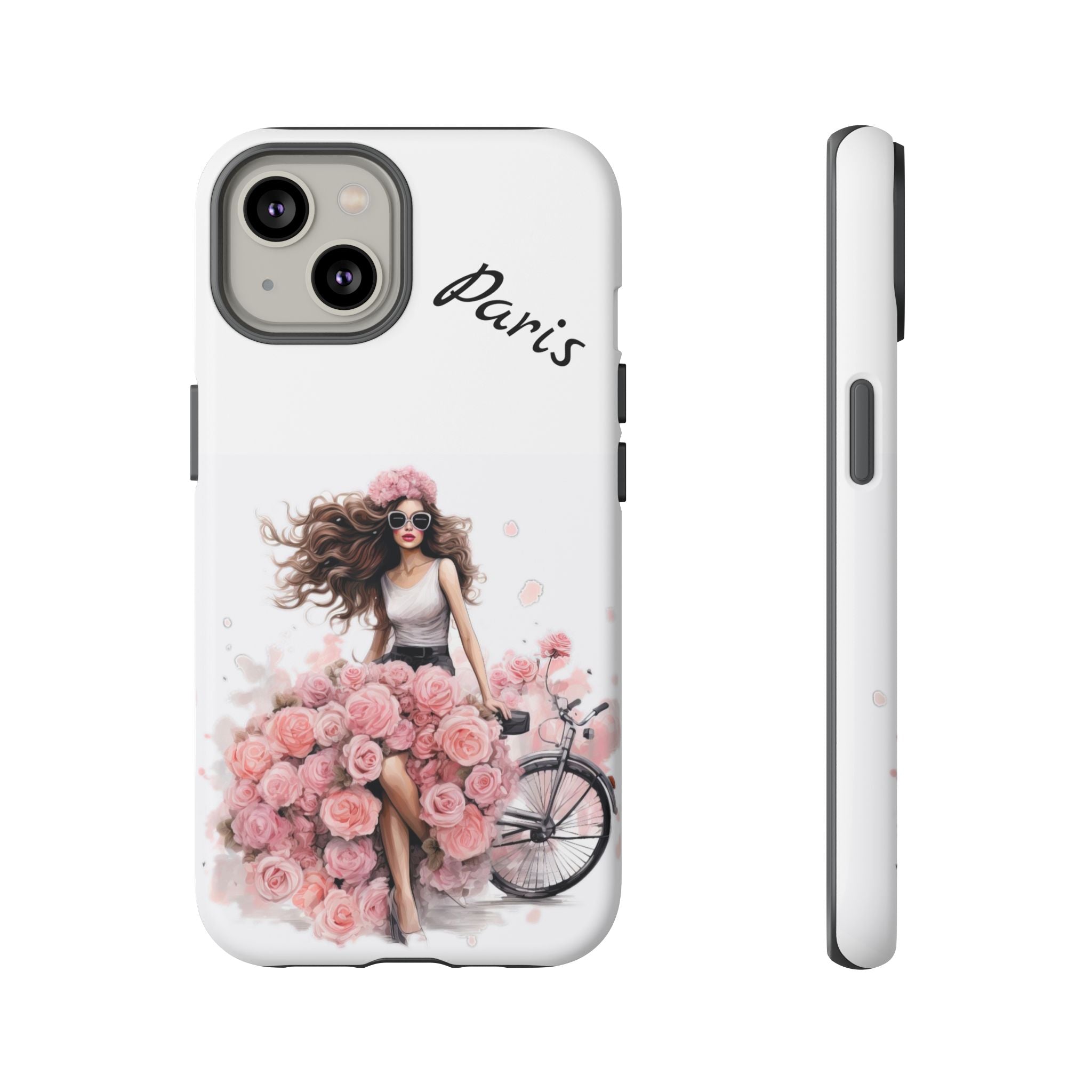 Paris Rose Bicycle woman phone case | Floral iPhone case Printify