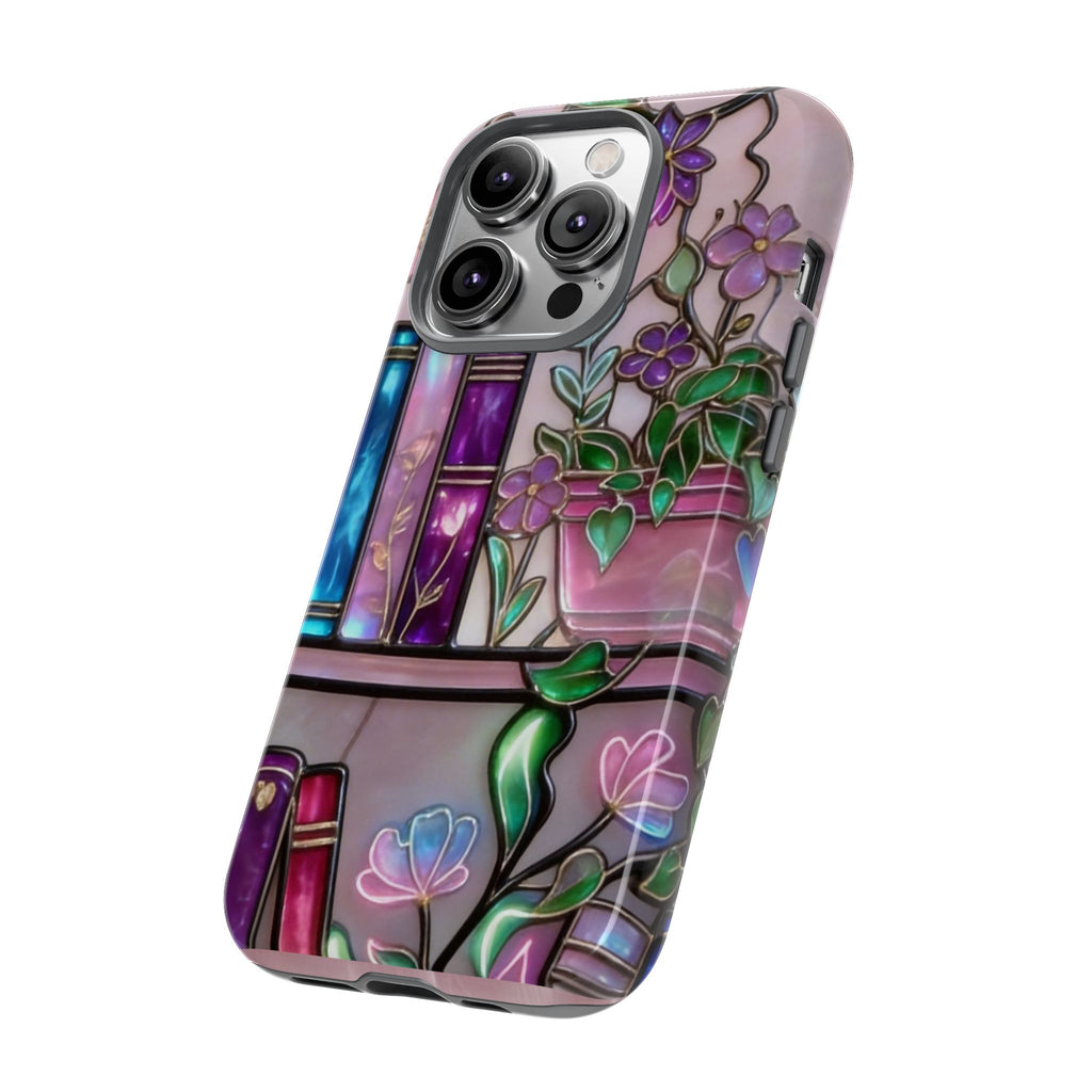 Floral Bookshelf Phone Case — Pastel Botanicals & Magical Book Art Printify