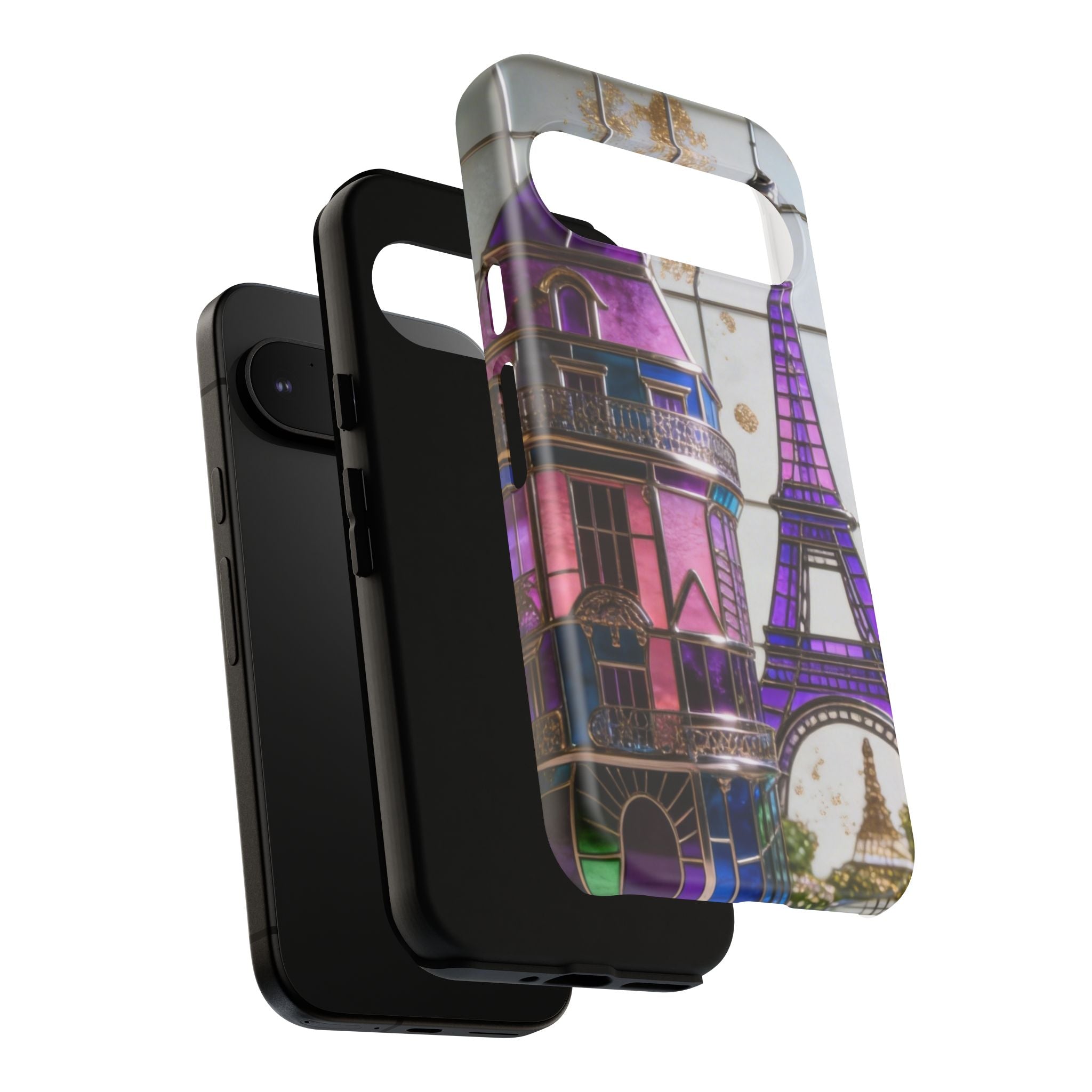 Parisian Eiffel Tower Tough Phone Case — Purple Vintage Cityscape Printify