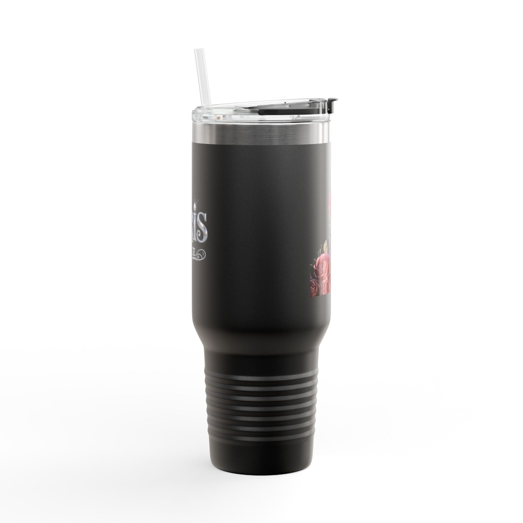40oz Insulated Travel Mug — Floral Queen Design Printify