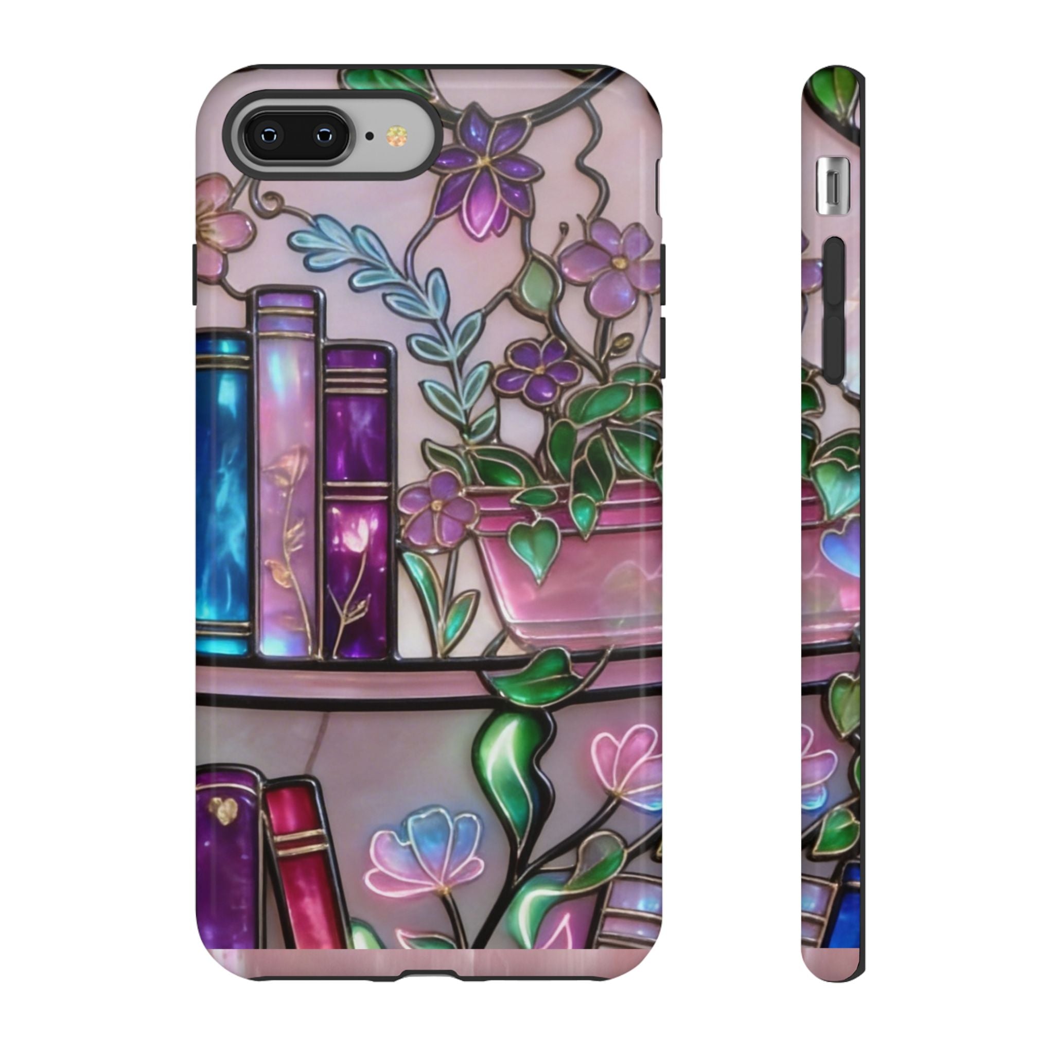 Floral Bookshelf Phone Case — Pastel Botanicals & Magical Book Art Printify