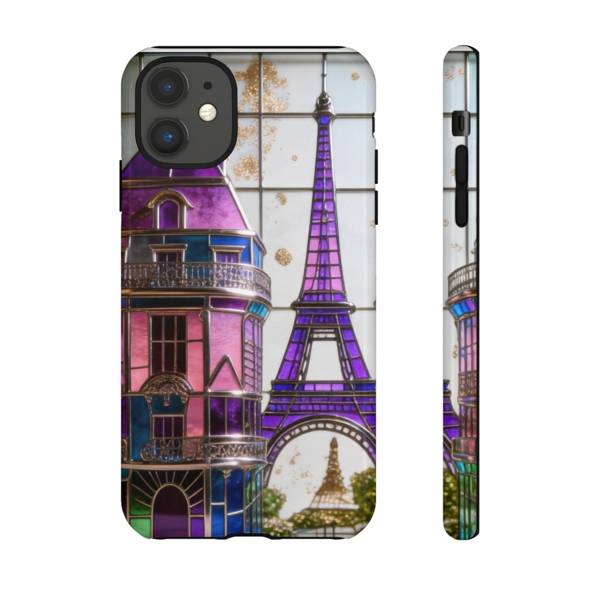 Parisian Eiffel Tower Tough Phone Case — Purple Vintage Cityscape Printify