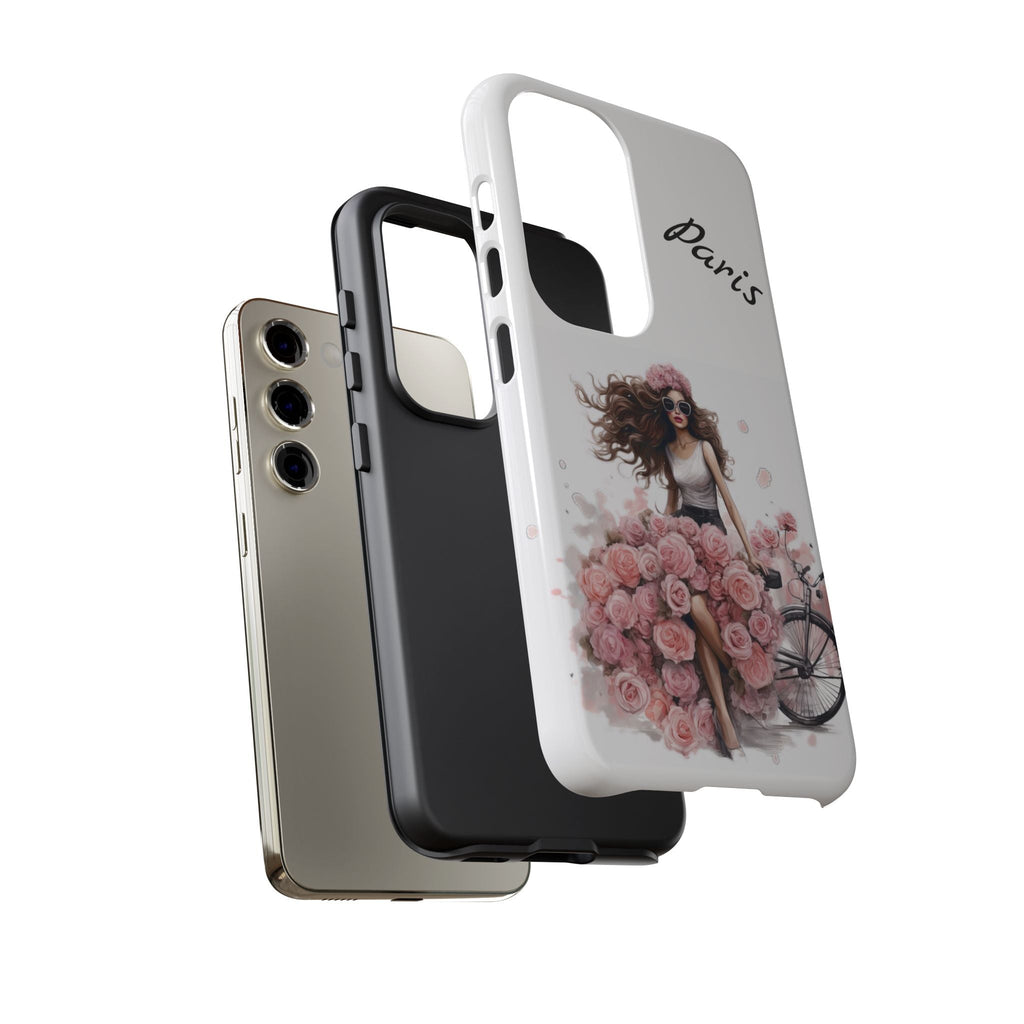 Paris Rose Bicycle woman phone case | Floral iPhone case Printify