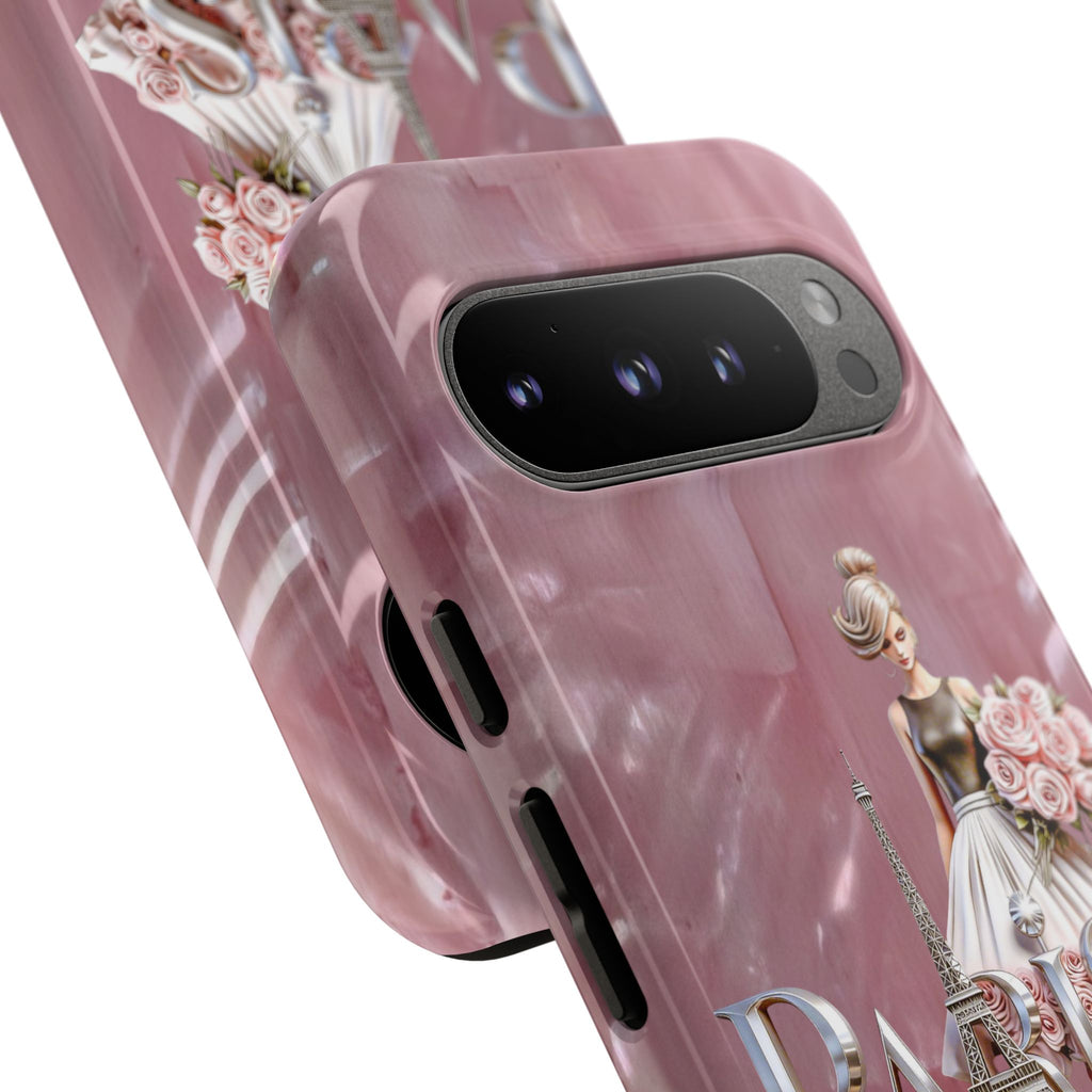 Paris Floral Phone Case - Pink Eiffel Tower Fashion Girl Tough Case Printify