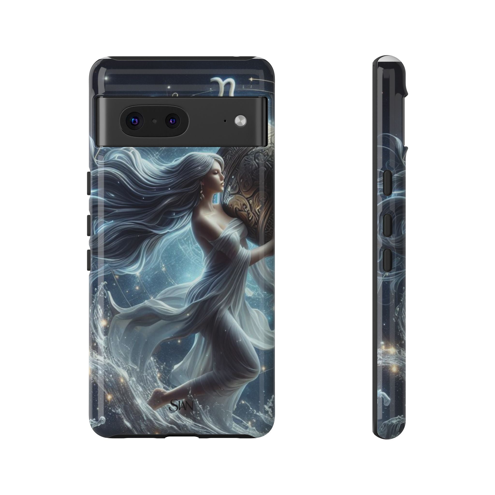 Moonlit Athena figure phone case | Goddess warrior celestial art tough case Printify