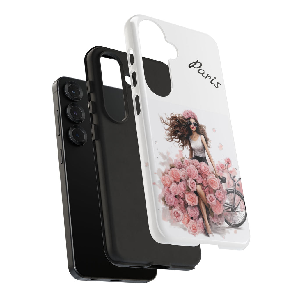 Paris Rose Bicycle woman phone case | Floral iPhone case Printify