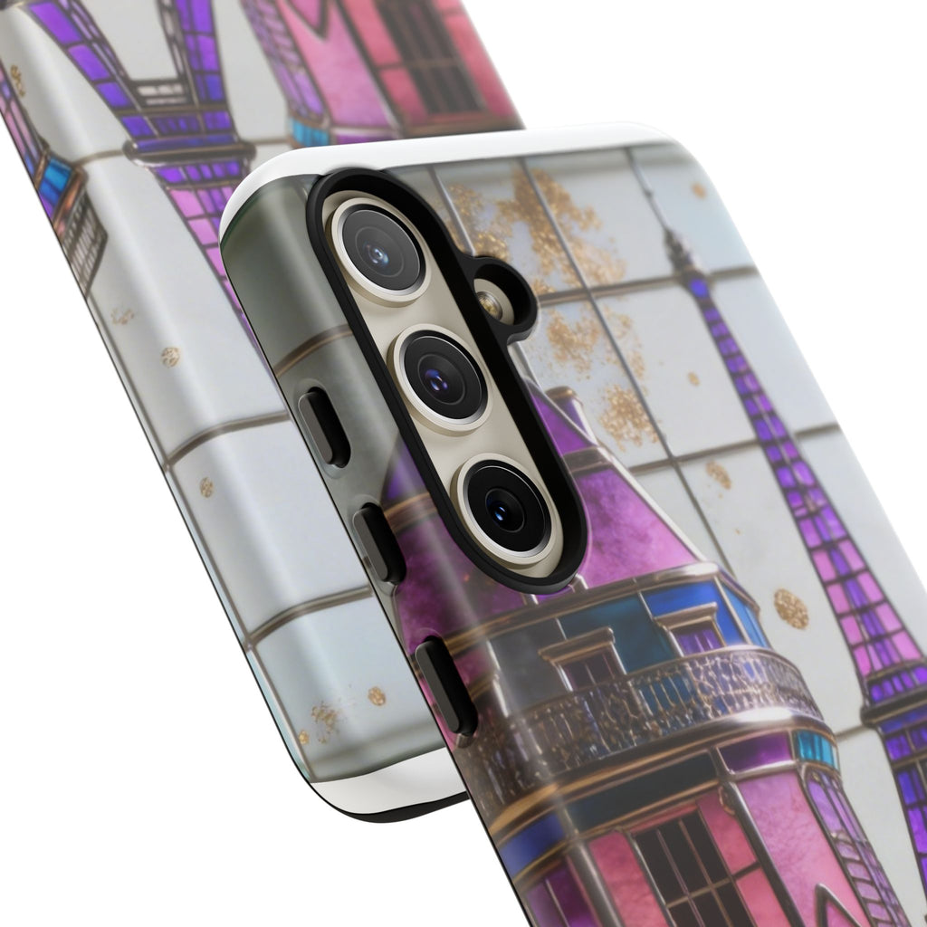 Parisian Eiffel Tower Tough Phone Case — Purple Vintage Cityscape Printify