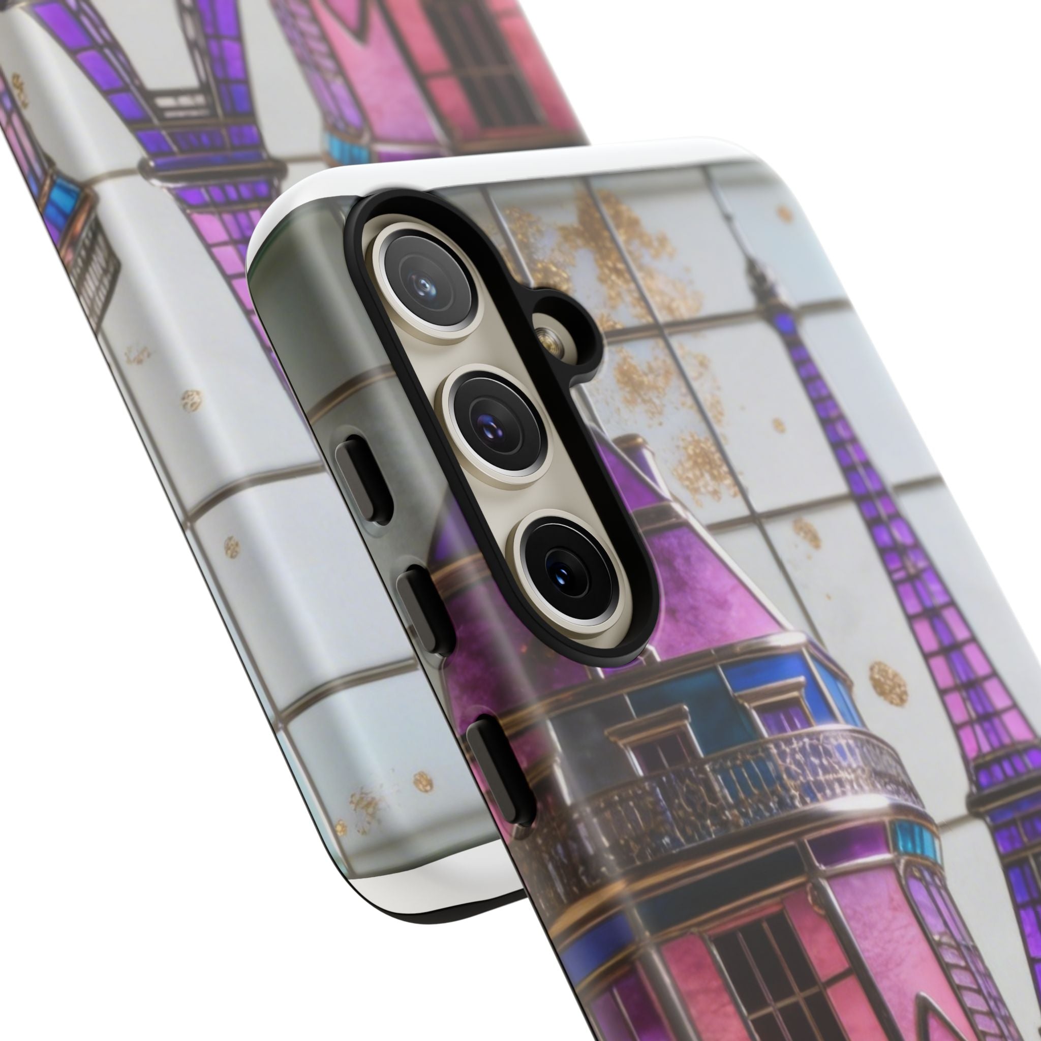 Parisian Eiffel Tower Tough Phone Case — Purple Vintage Cityscape Printify