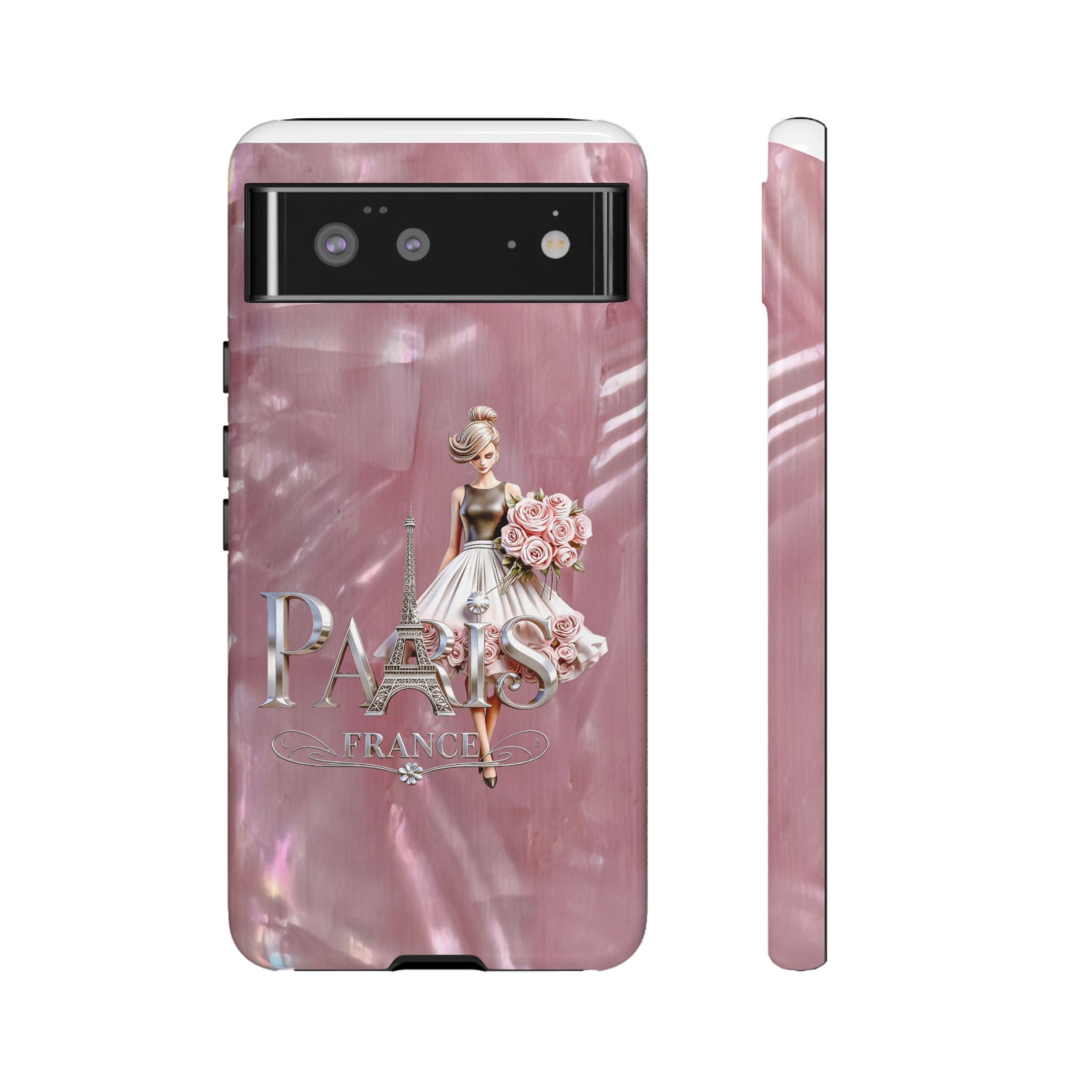 Paris Floral Phone Case - Pink Eiffel Tower Fashion Girl Tough Case Printify
