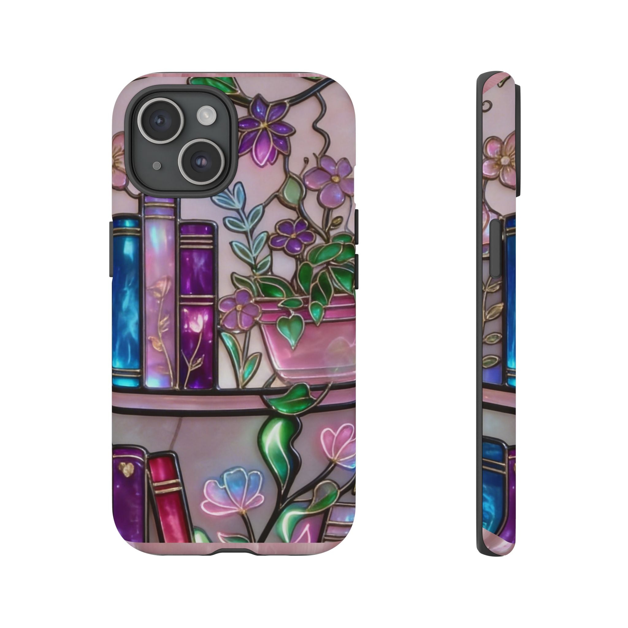 Floral Bookshelf Phone Case — Pastel Botanicals & Magical Book Art Printify