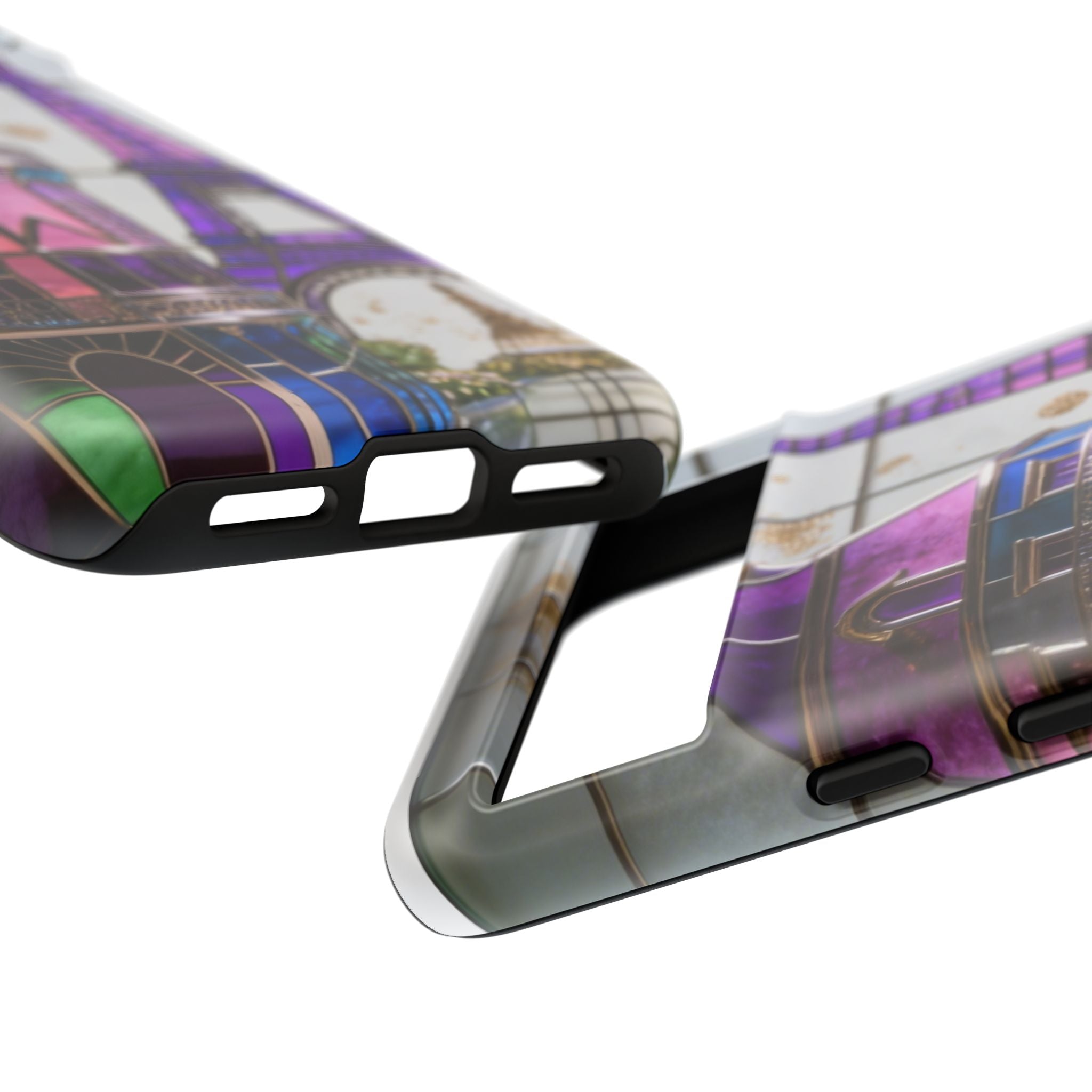Parisian Eiffel Tower Tough Phone Case — Purple Vintage Cityscape Printify