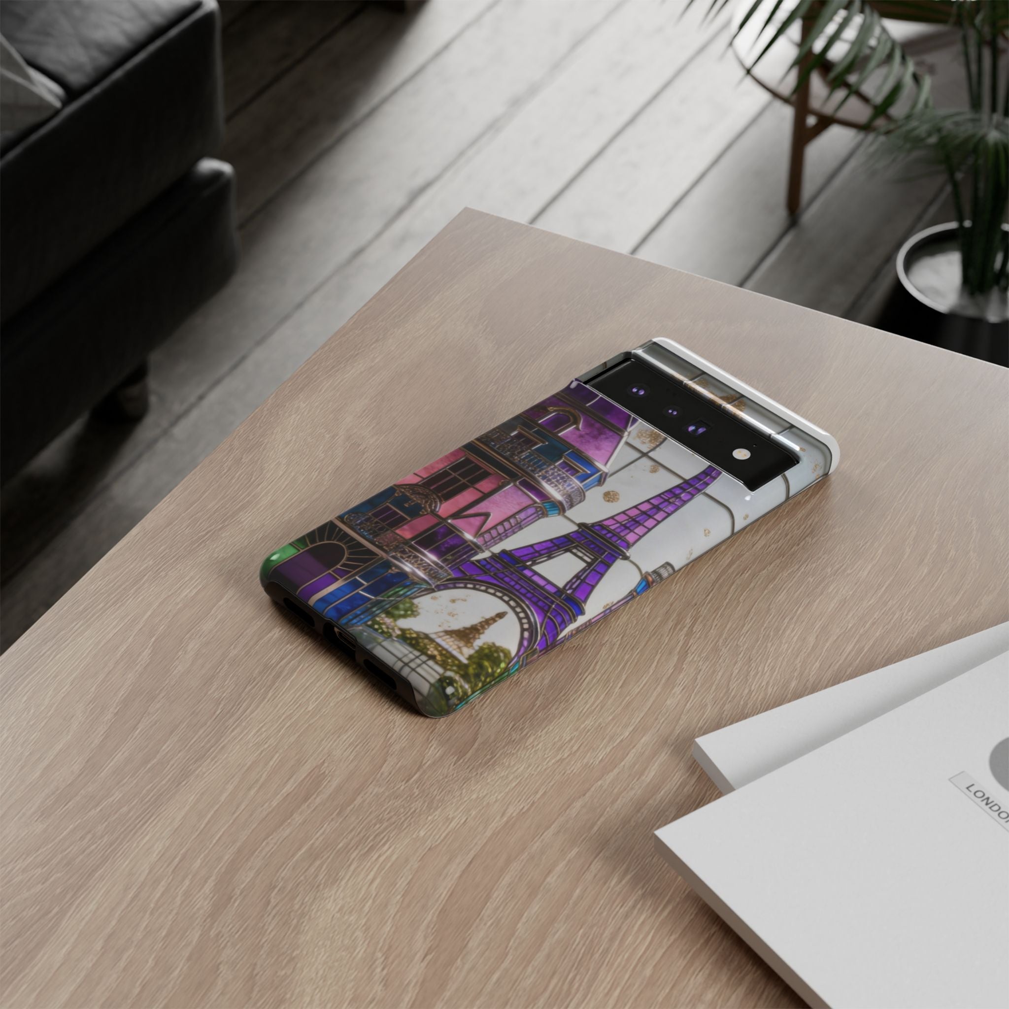 Parisian Eiffel Tower Tough Phone Case — Purple Vintage Cityscape Printify