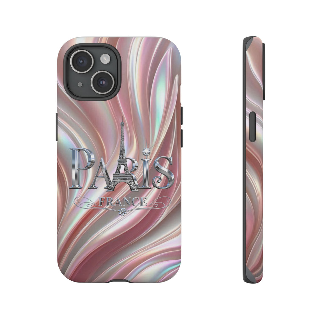 Paris Eiffel Phone Case — Iridescent Swirl Tough Case Printify