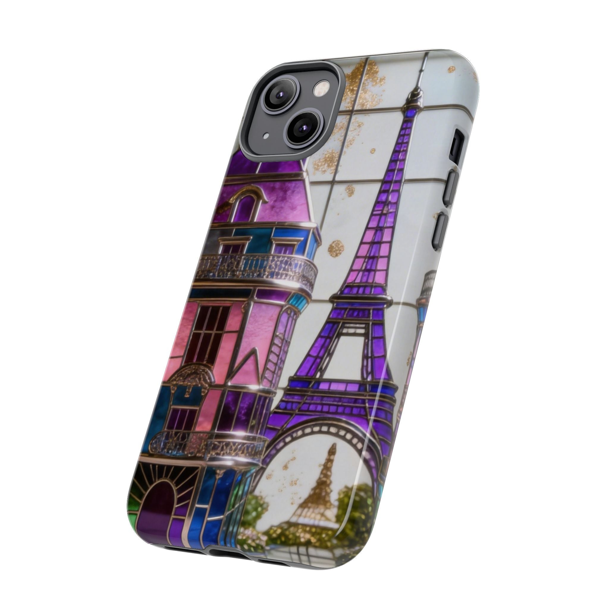 Parisian Eiffel Tower Tough Phone Case — Purple Vintage Cityscape Printify