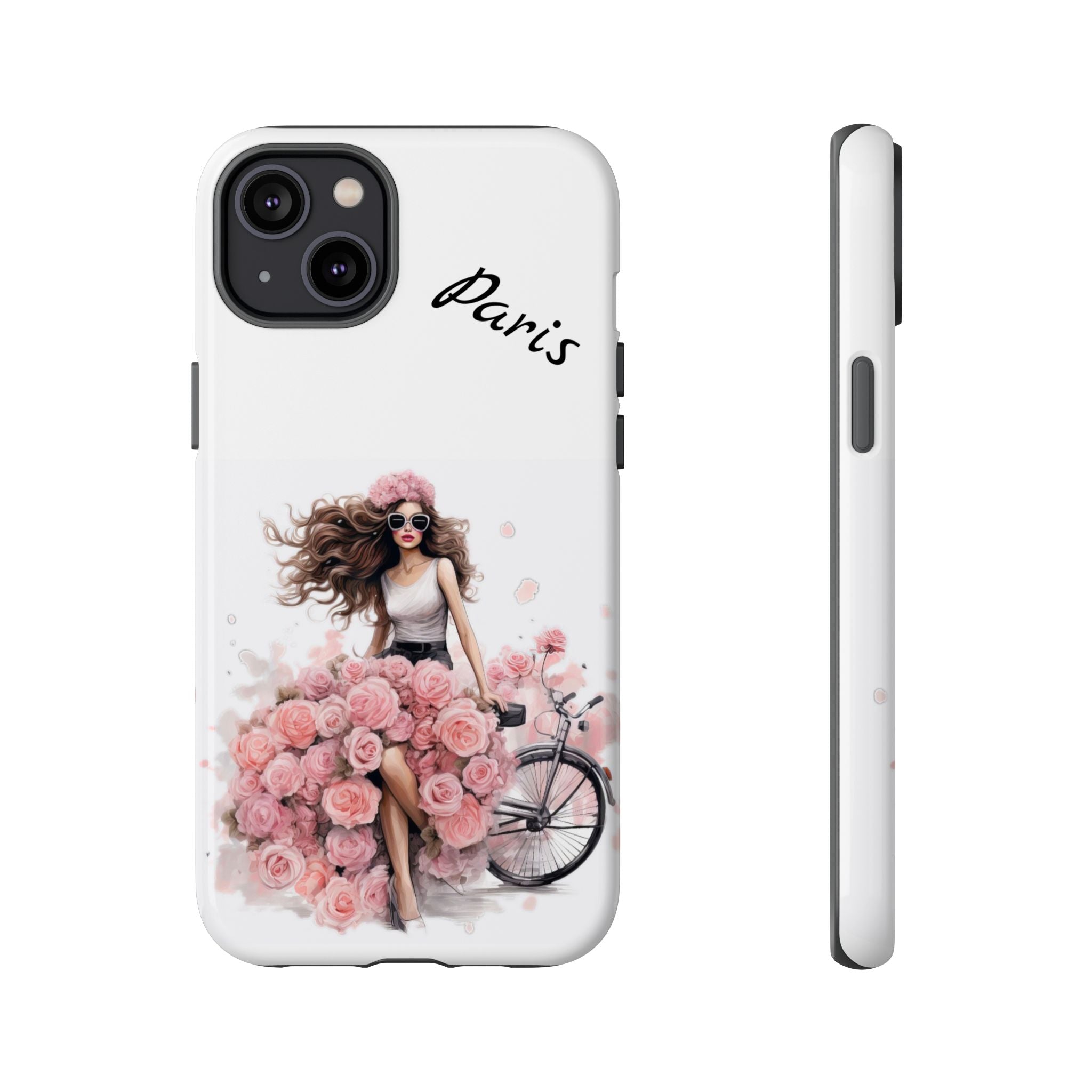 Paris Rose Bicycle woman phone case | Floral iPhone case Printify