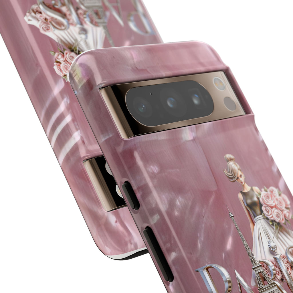 Paris Floral Phone Case - Pink Eiffel Tower Fashion Girl Tough Case Printify