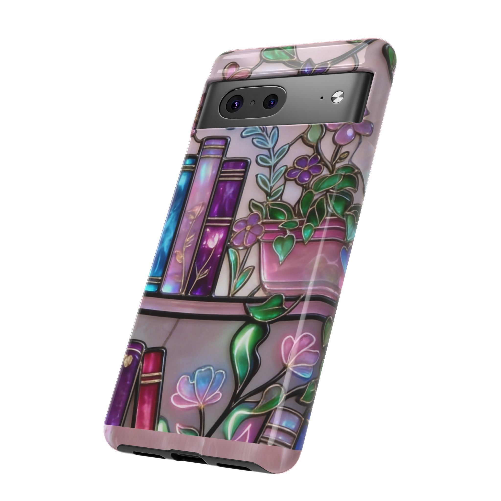 Floral Bookshelf Phone Case — Pastel Botanicals & Magical Book Art Printify