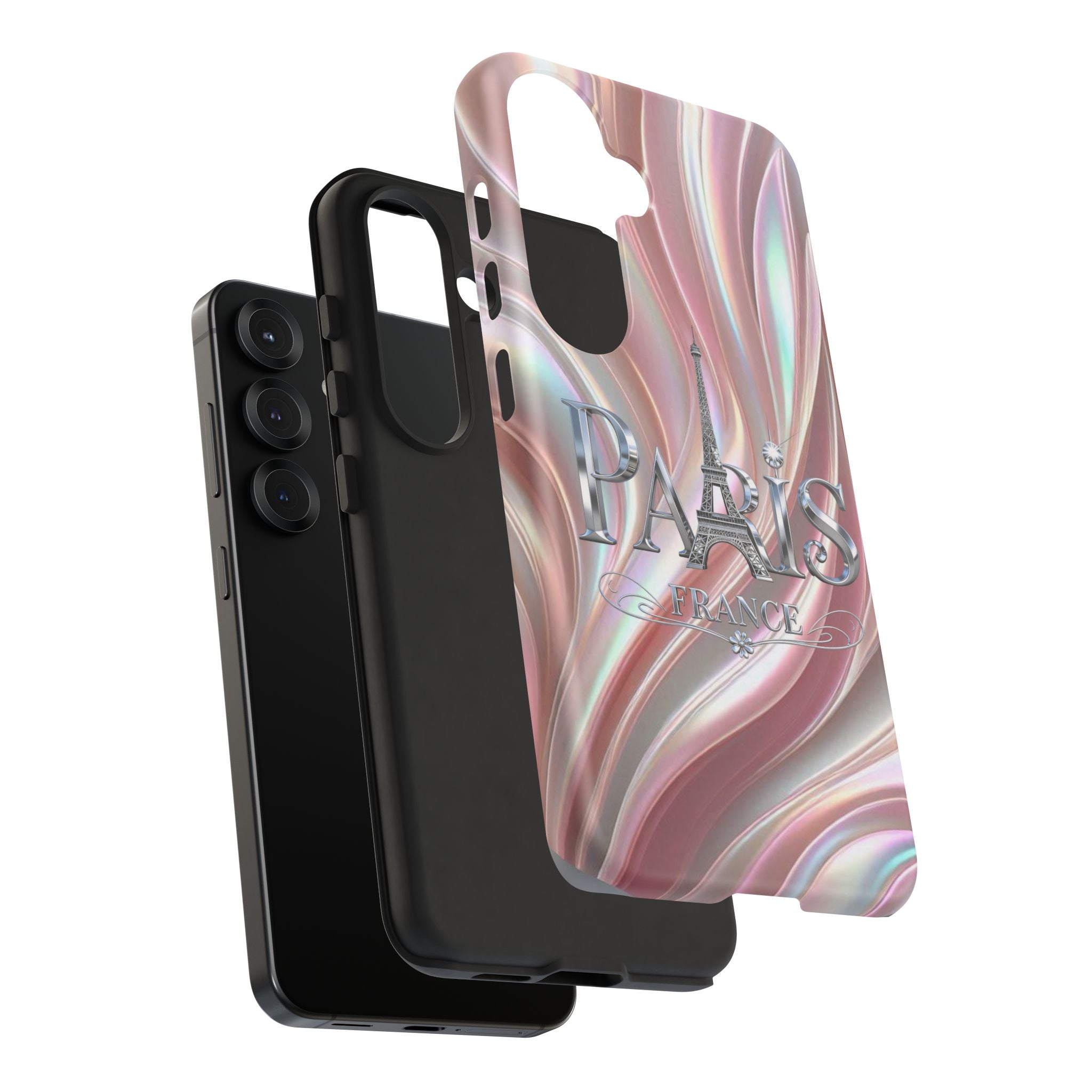 Paris Eiffel Phone Case — Iridescent Swirl Tough Case Printify