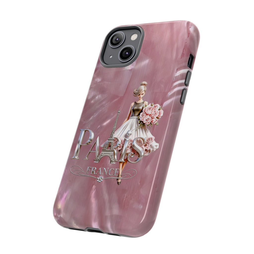 Paris Floral Phone Case - Pink Eiffel Tower Fashion Girl Tough Case Printify
