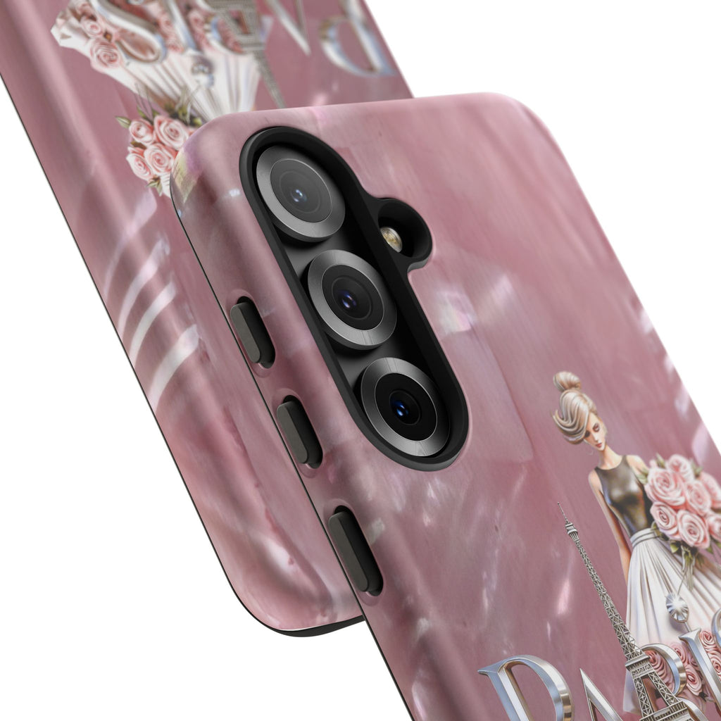 Paris Floral Phone Case - Pink Eiffel Tower Fashion Girl Tough Case Printify