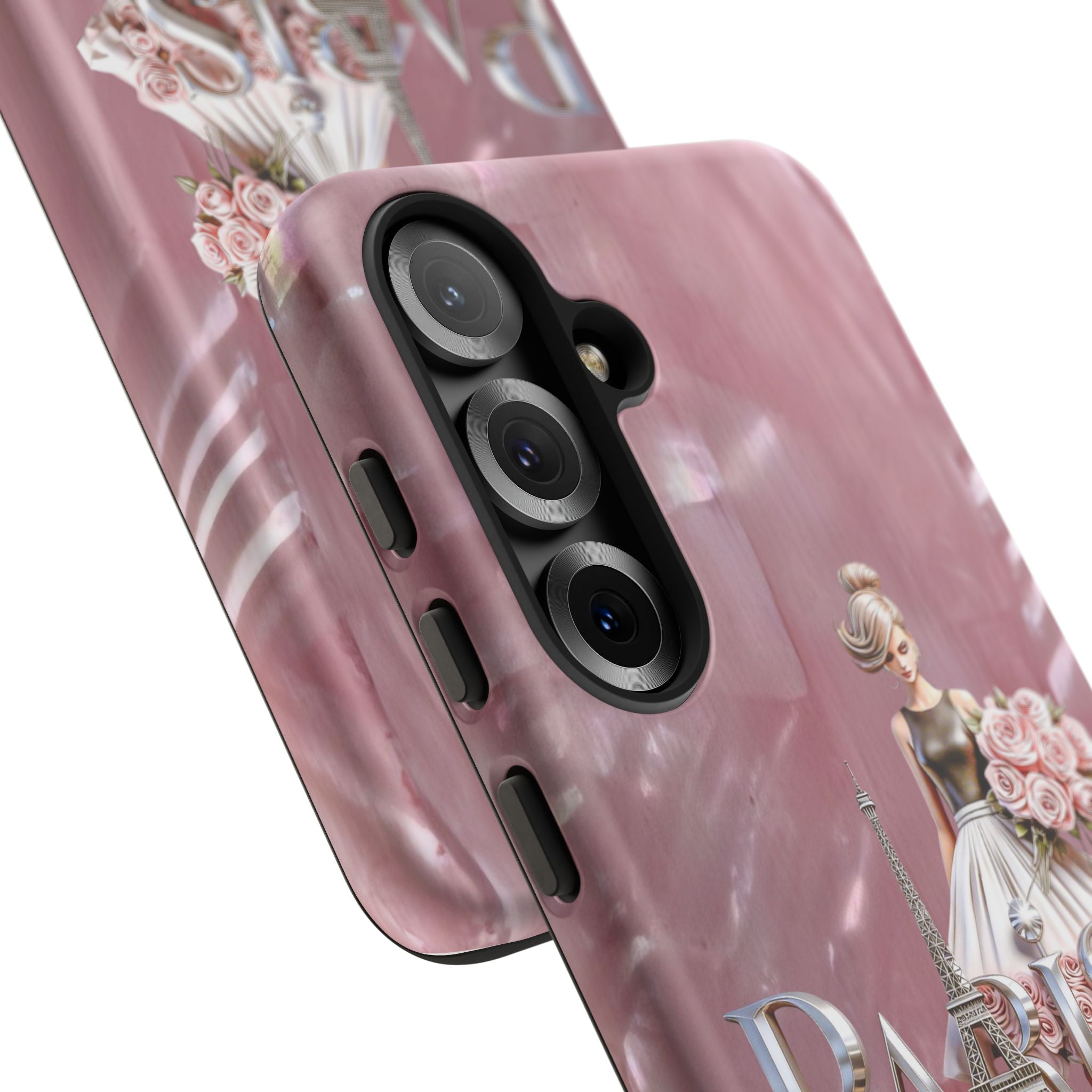 Paris Floral Phone Case - Pink Eiffel Tower Fashion Girl Tough Case Printify