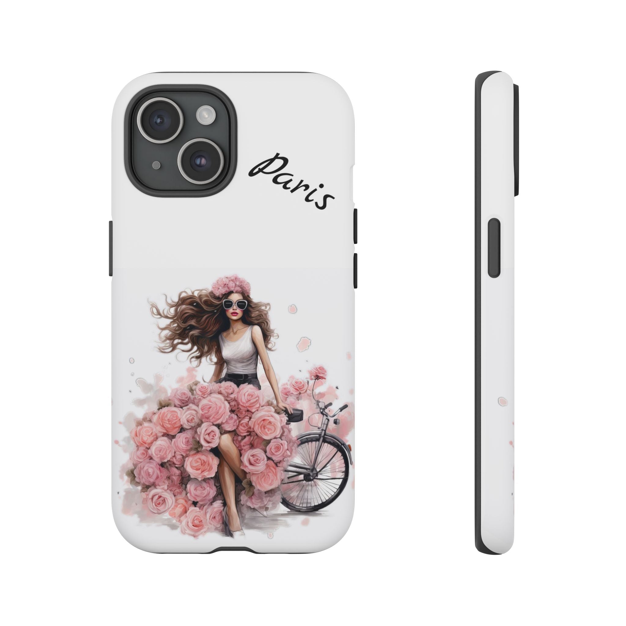 Paris Rose Bicycle woman phone case | Floral iPhone case Printify