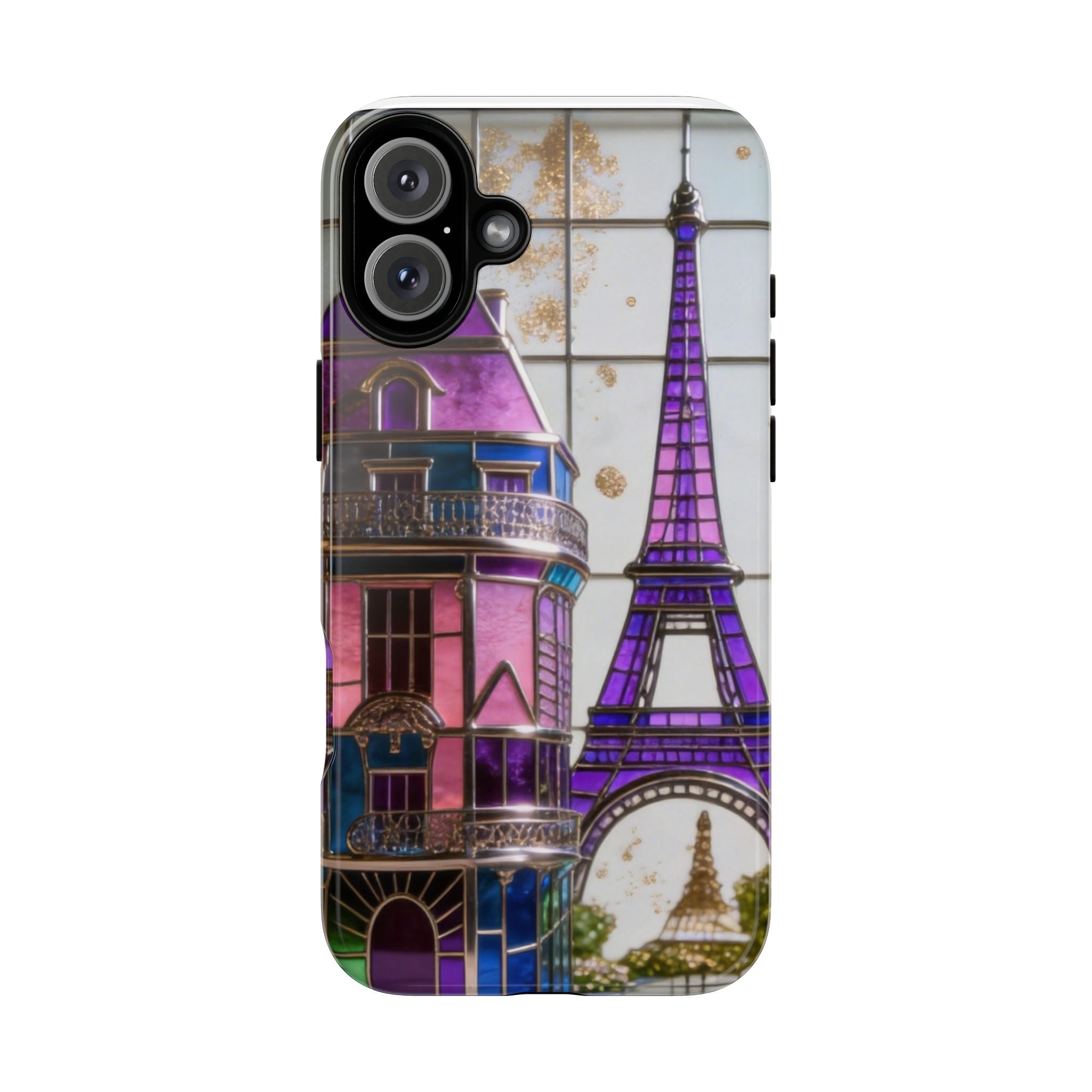 Parisian Eiffel Tower Tough Phone Case — Purple Vintage Cityscape Printify