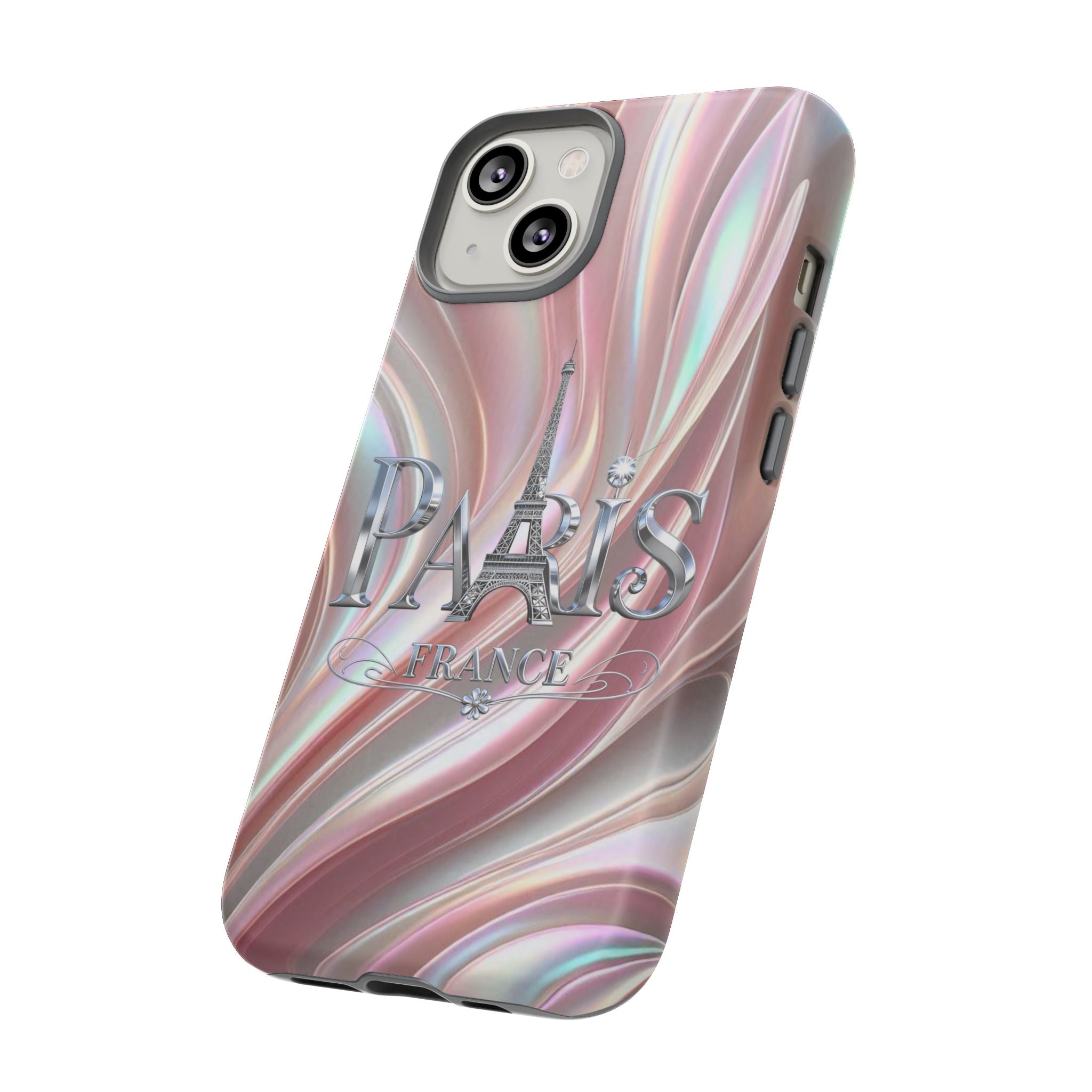 Paris Eiffel Phone Case — Iridescent Swirl Tough Case Printify