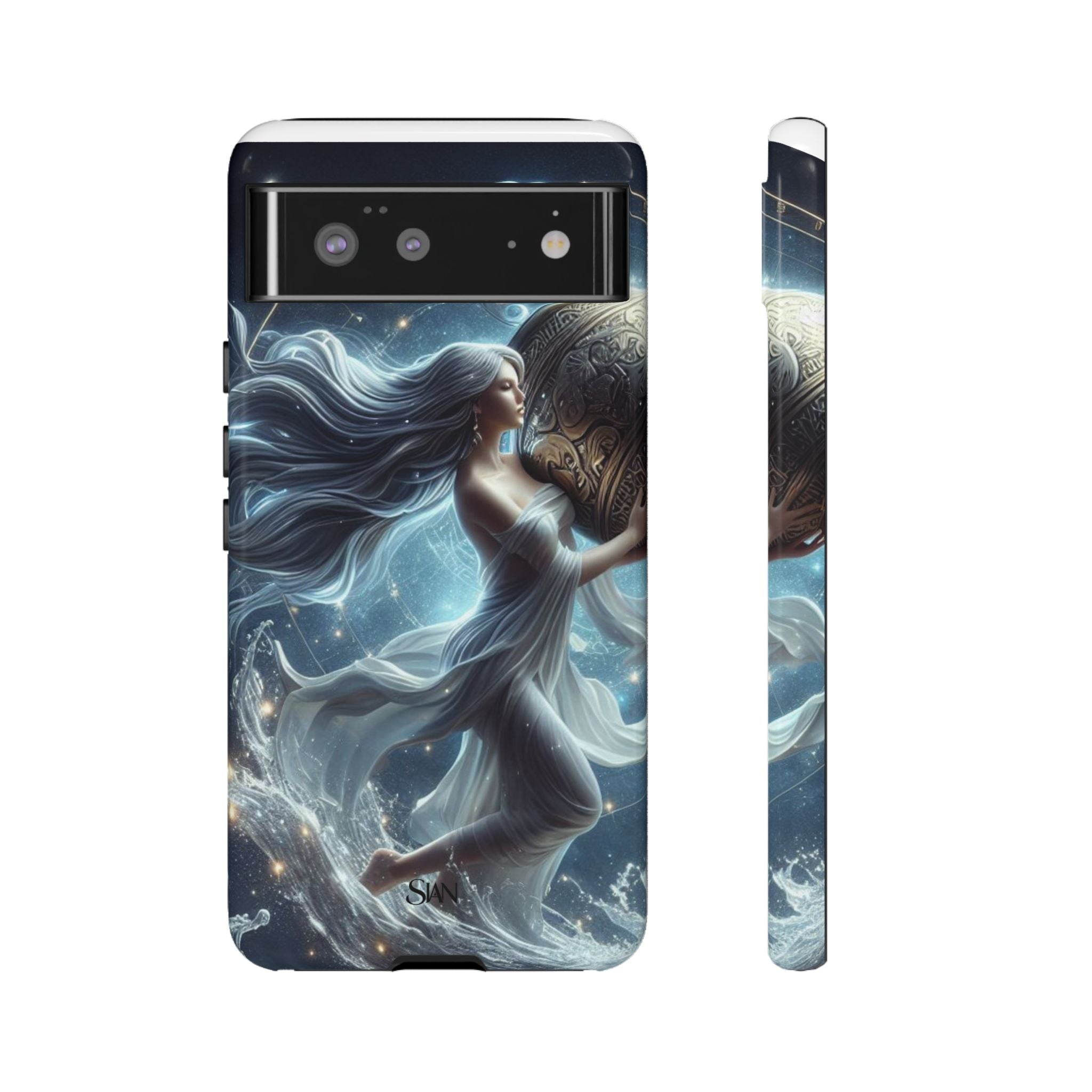 Moonlit Athena figure phone case | Goddess warrior celestial art tough case Printify