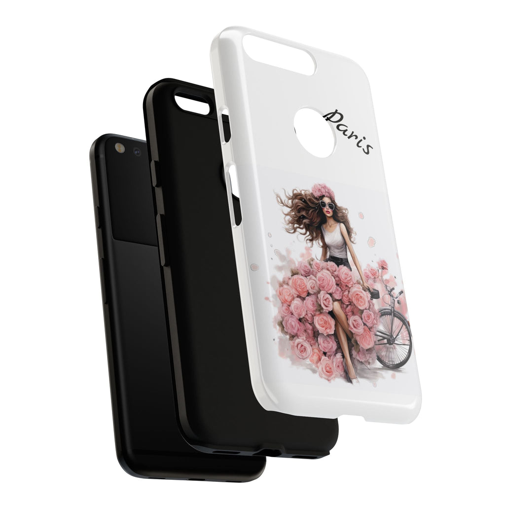 Paris Rose Bicycle woman phone case | Floral iPhone case Printify