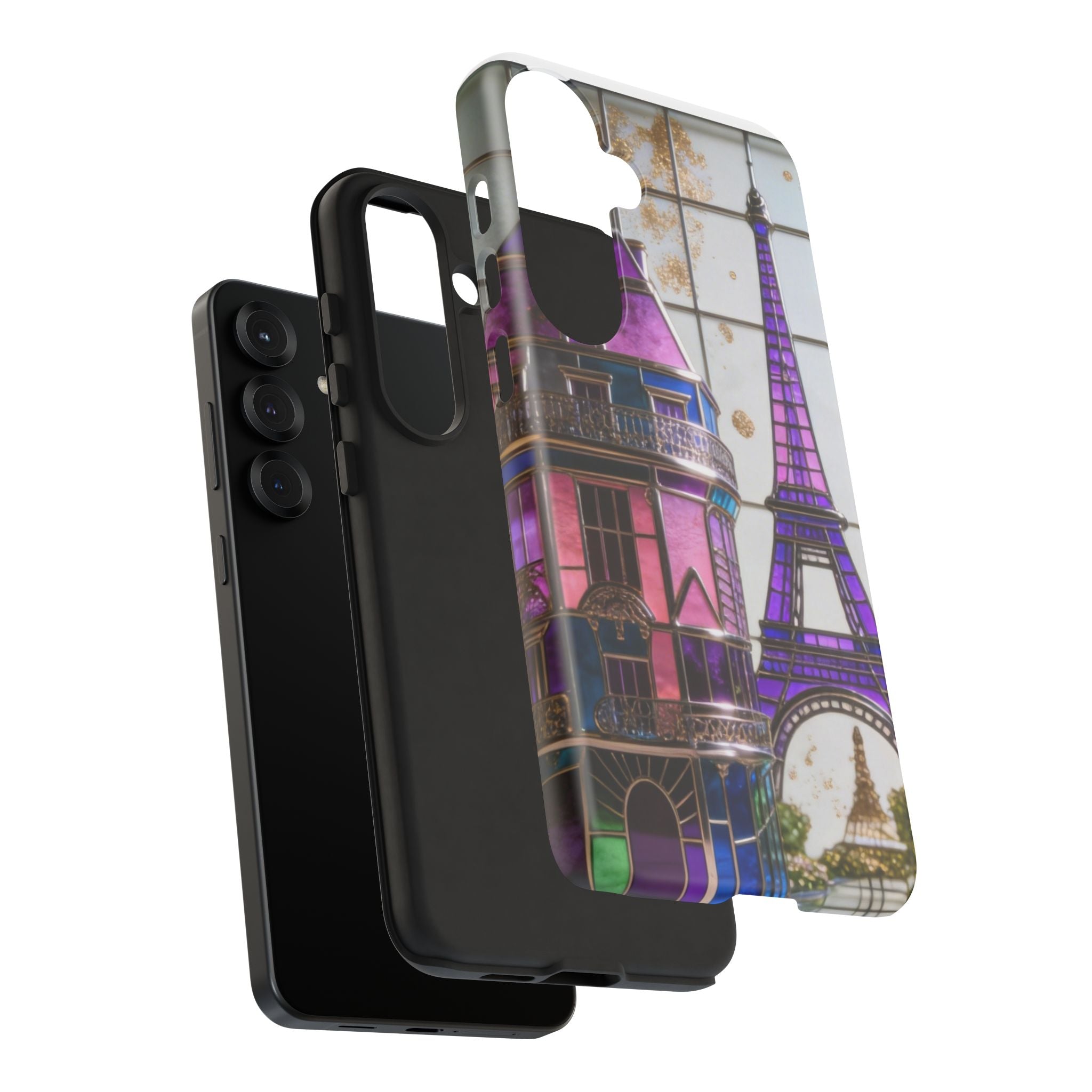 Parisian Eiffel Tower Tough Phone Case — Purple Vintage Cityscape Printify