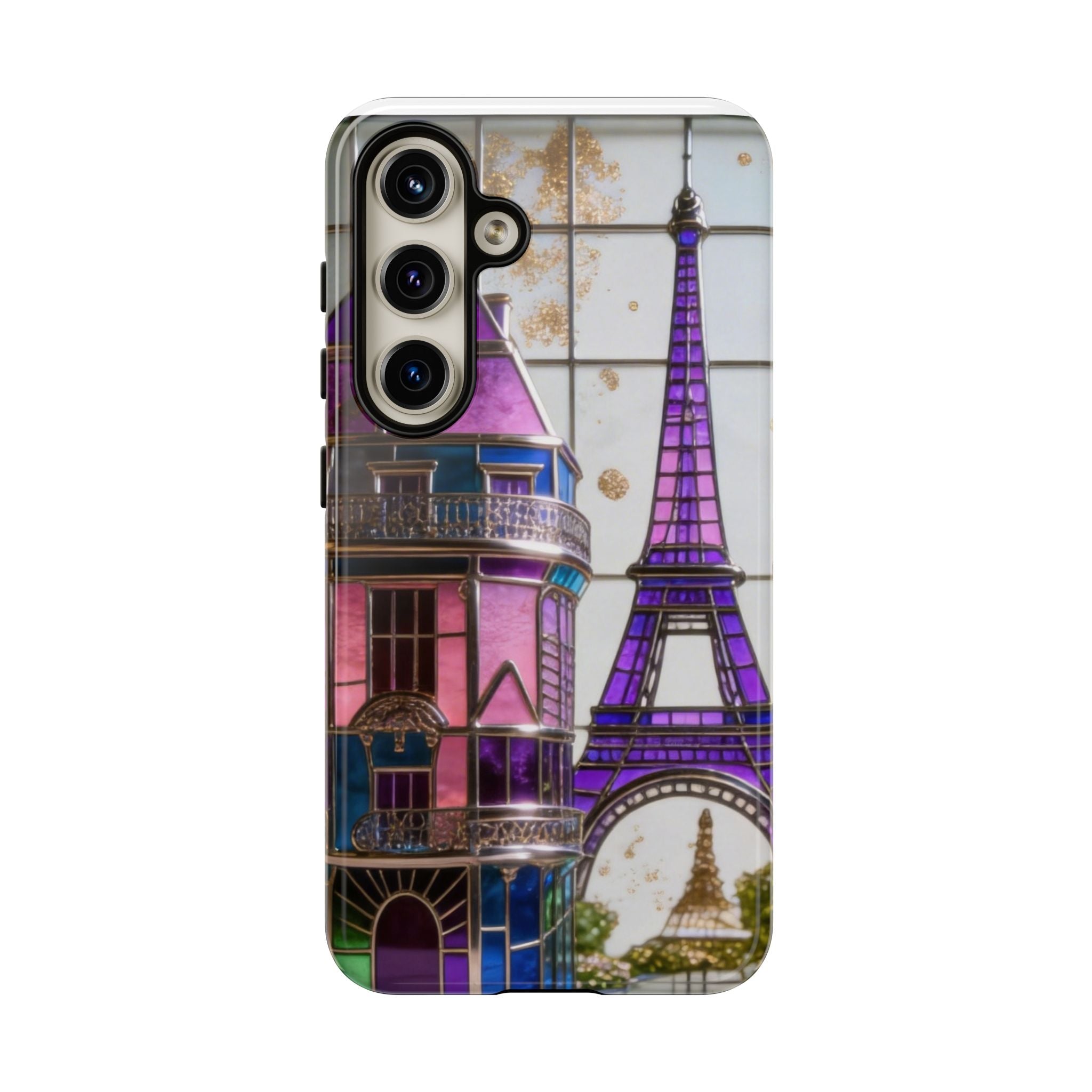 Parisian Eiffel Tower Tough Phone Case — Purple Vintage Cityscape Printify
