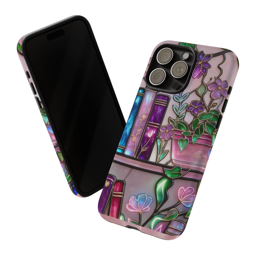 Floral Bookshelf Phone Case — Pastel Botanicals & Magical Book Art Printify