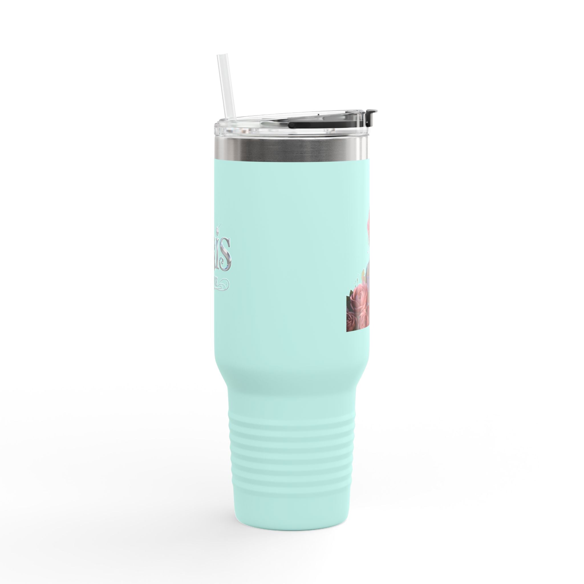 40oz Insulated Travel Mug — Floral Queen Design Printify