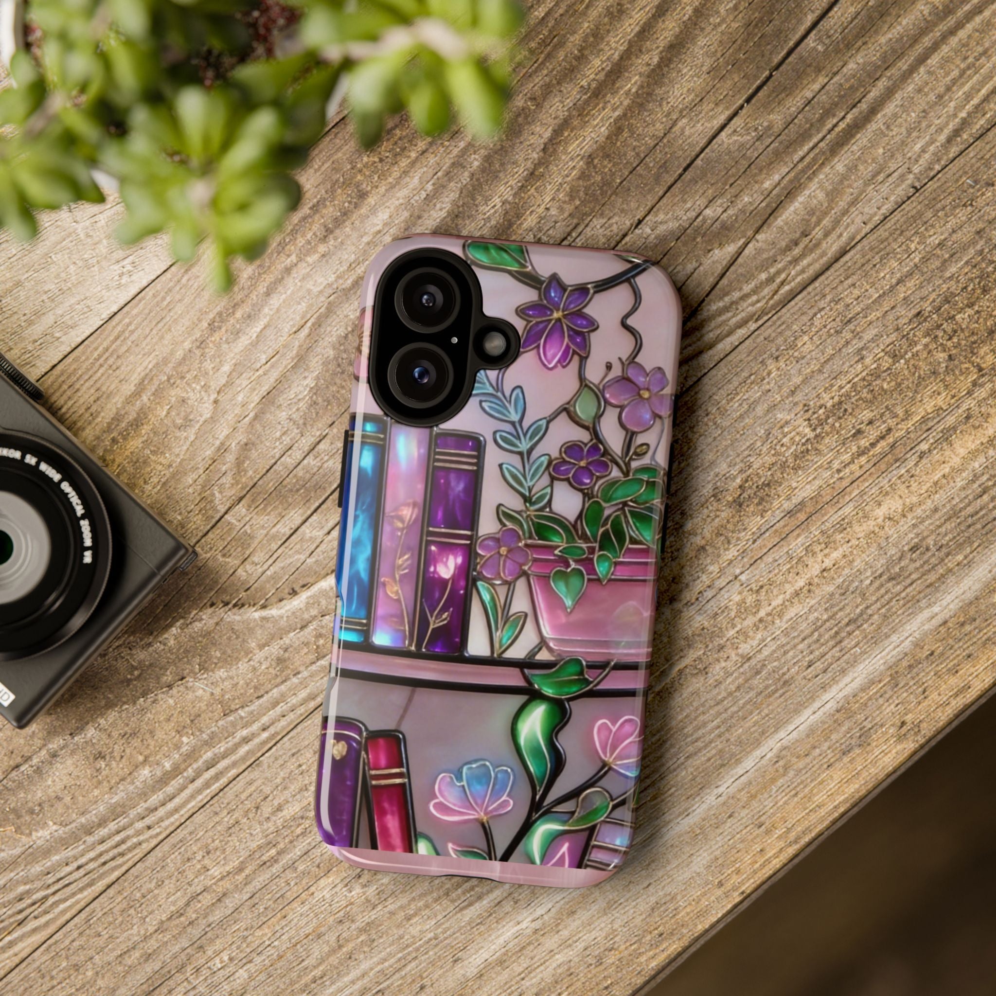 Floral Bookshelf Phone Case — Pastel Botanicals & Magical Book Art Printify