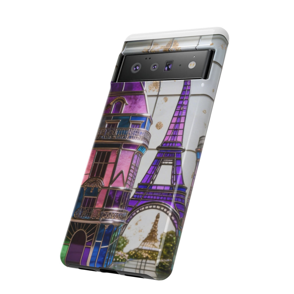 Parisian Eiffel Tower Tough Phone Case — Purple Vintage Cityscape Printify