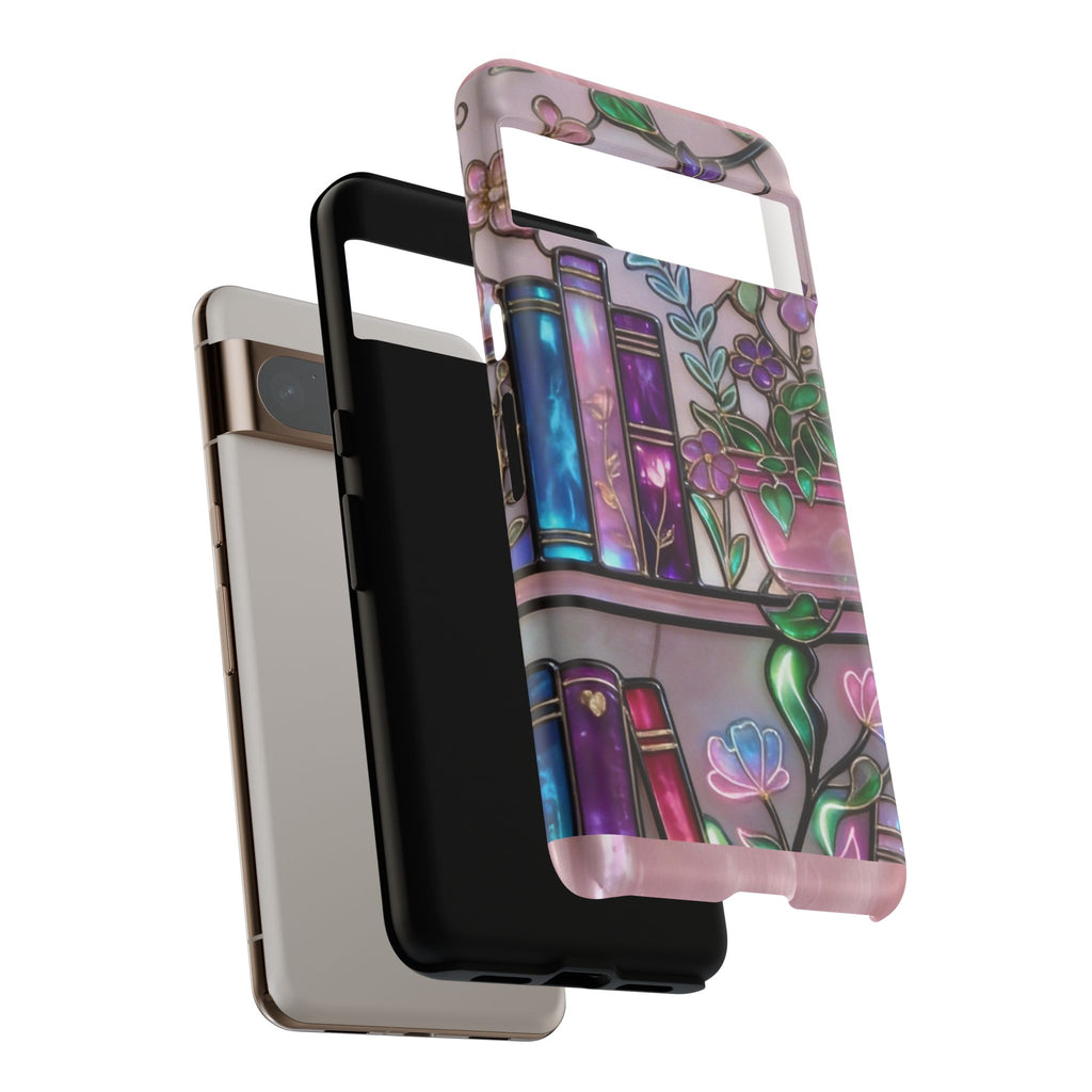 Floral Bookshelf Phone Case — Pastel Botanicals & Magical Book Art Printify