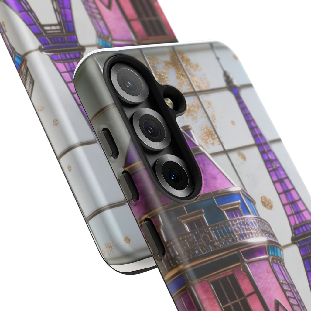 Parisian Eiffel Tower Tough Phone Case — Purple Vintage Cityscape Printify