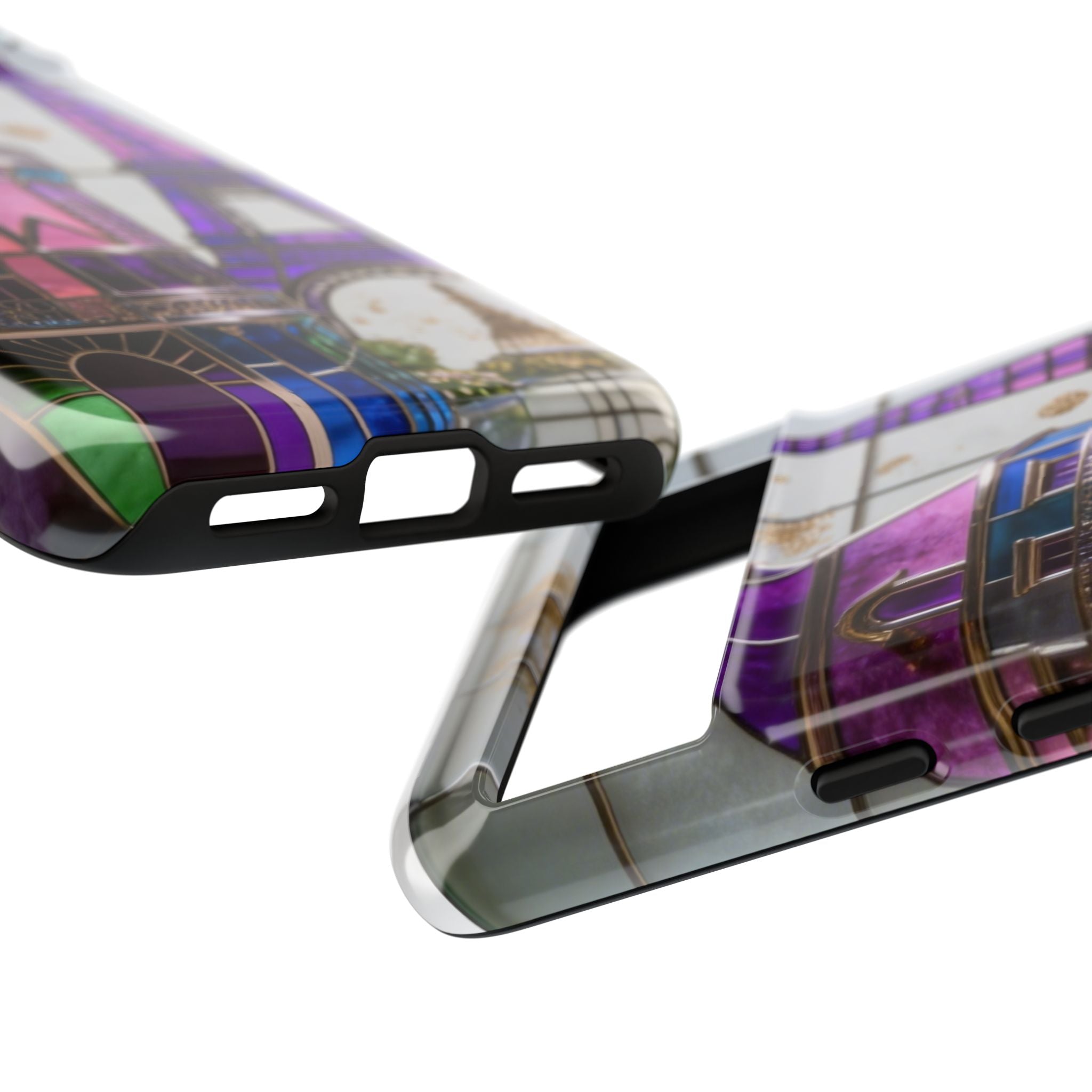 Parisian Eiffel Tower Tough Phone Case — Purple Vintage Cityscape Printify