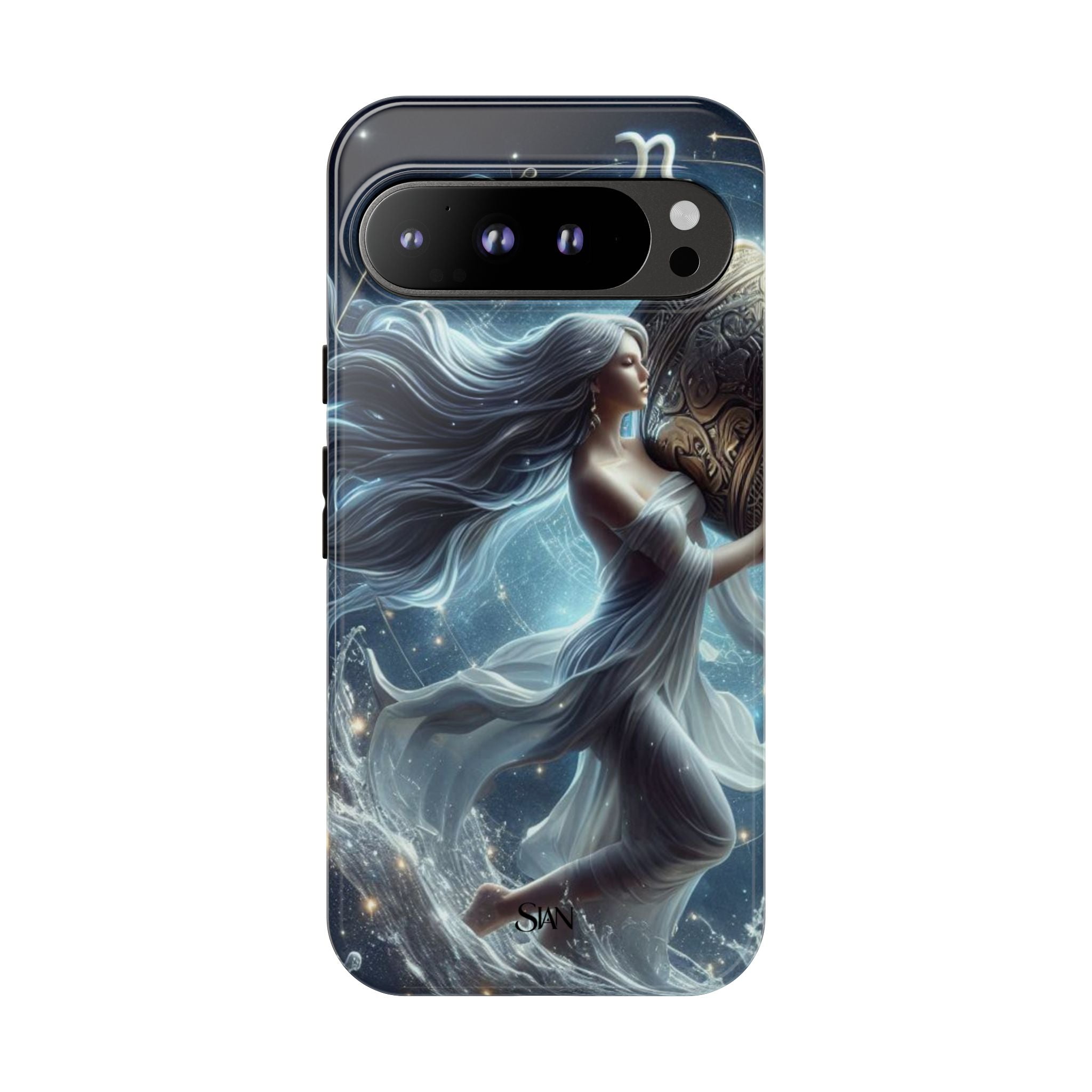 Moonlit Athena figure phone case | Goddess warrior celestial art tough case Printify