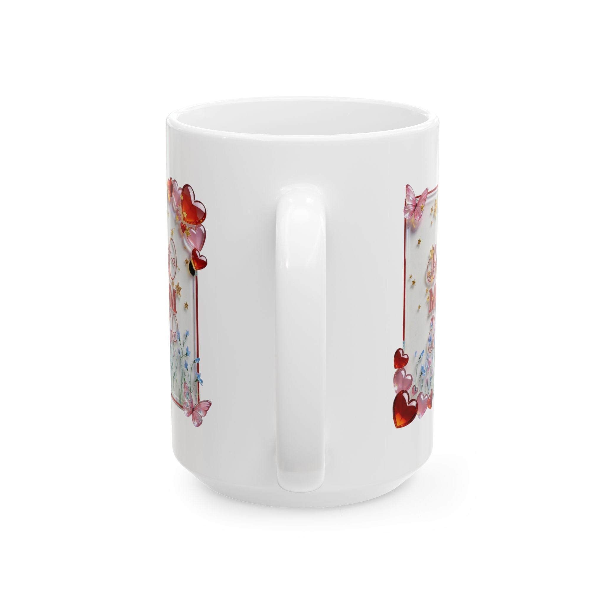 Best Mom Ever Ceramic Mug — Floral Hearts Mother's Day Coffee Cup (11oz, 15oz) Printify