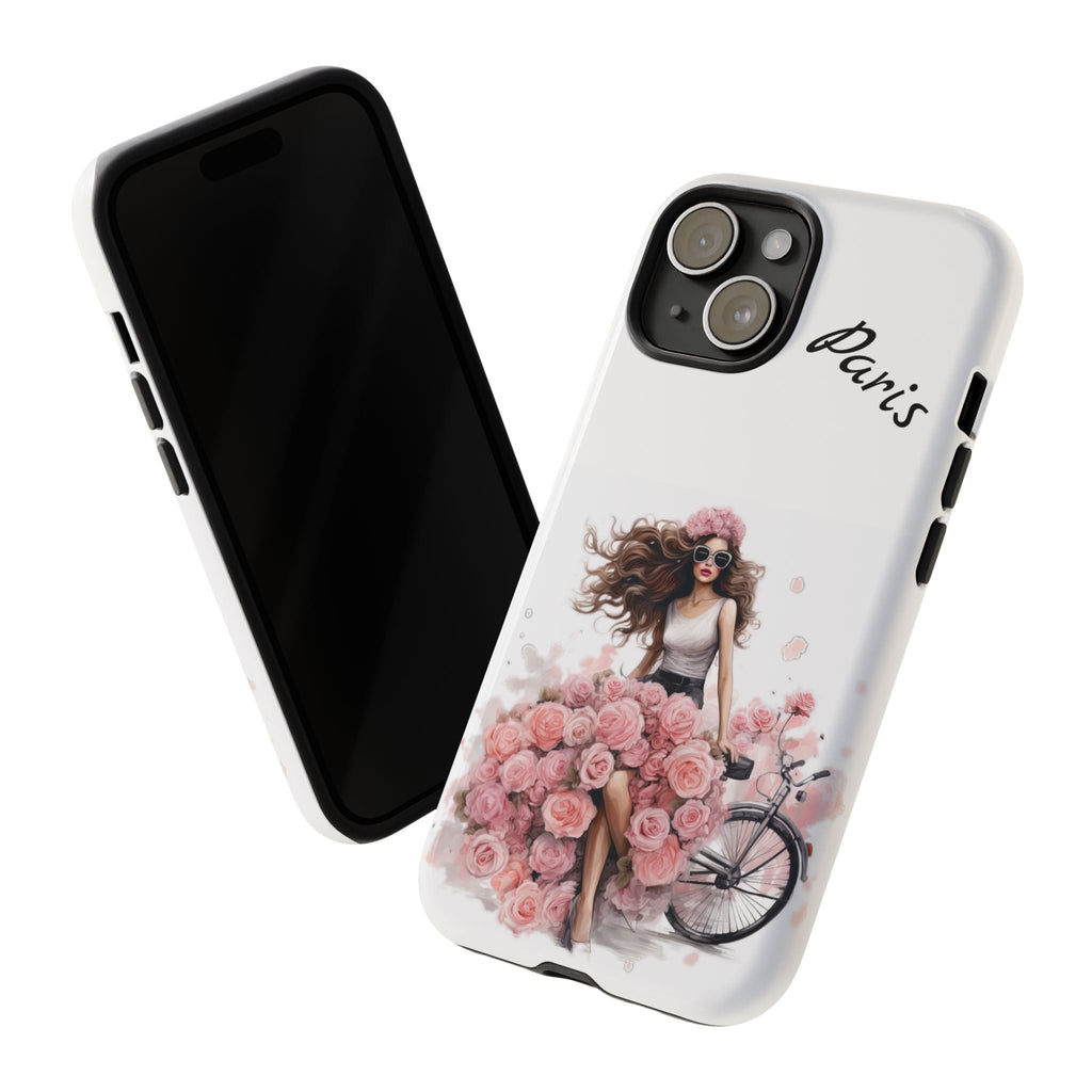 Paris Rose Bicycle woman phone case | Floral iPhone case Printify