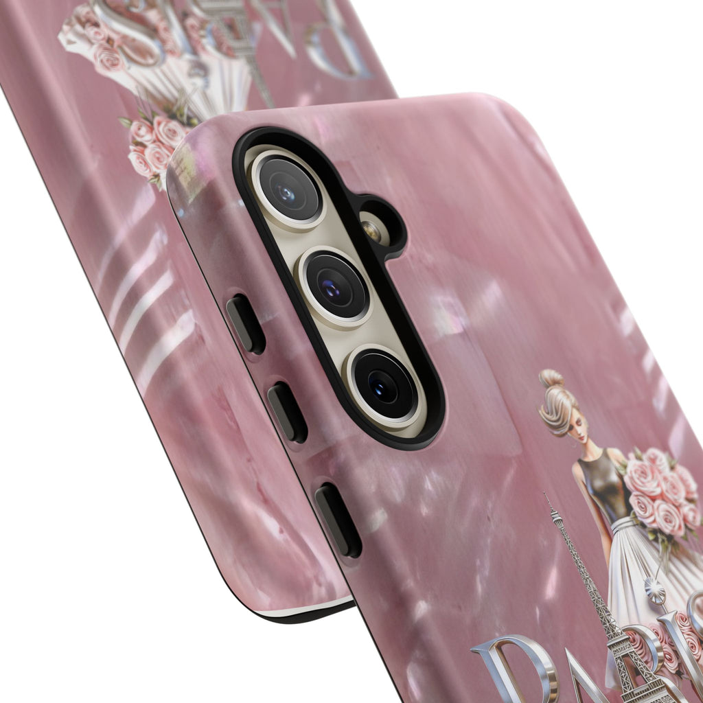 Paris Floral Phone Case - Pink Eiffel Tower Fashion Girl Tough Case Printify