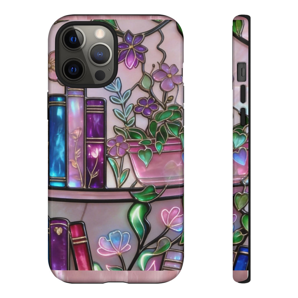 Floral Bookshelf Phone Case — Pastel Botanicals & Magical Book Art Printify