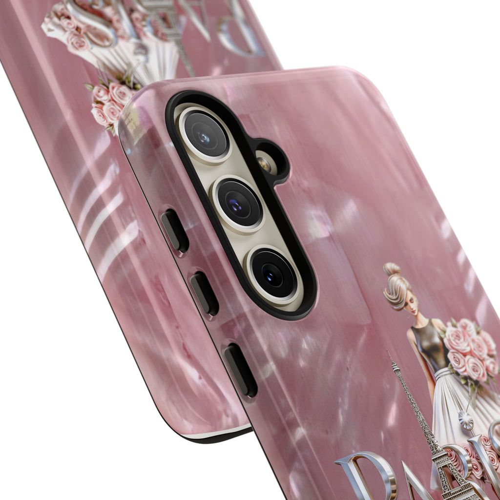 Paris Floral Phone Case - Pink Eiffel Tower Fashion Girl Tough Case Printify